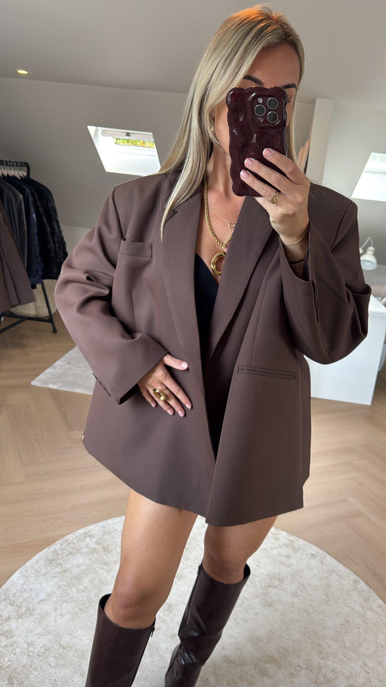 Basic oversized blazer - Brown