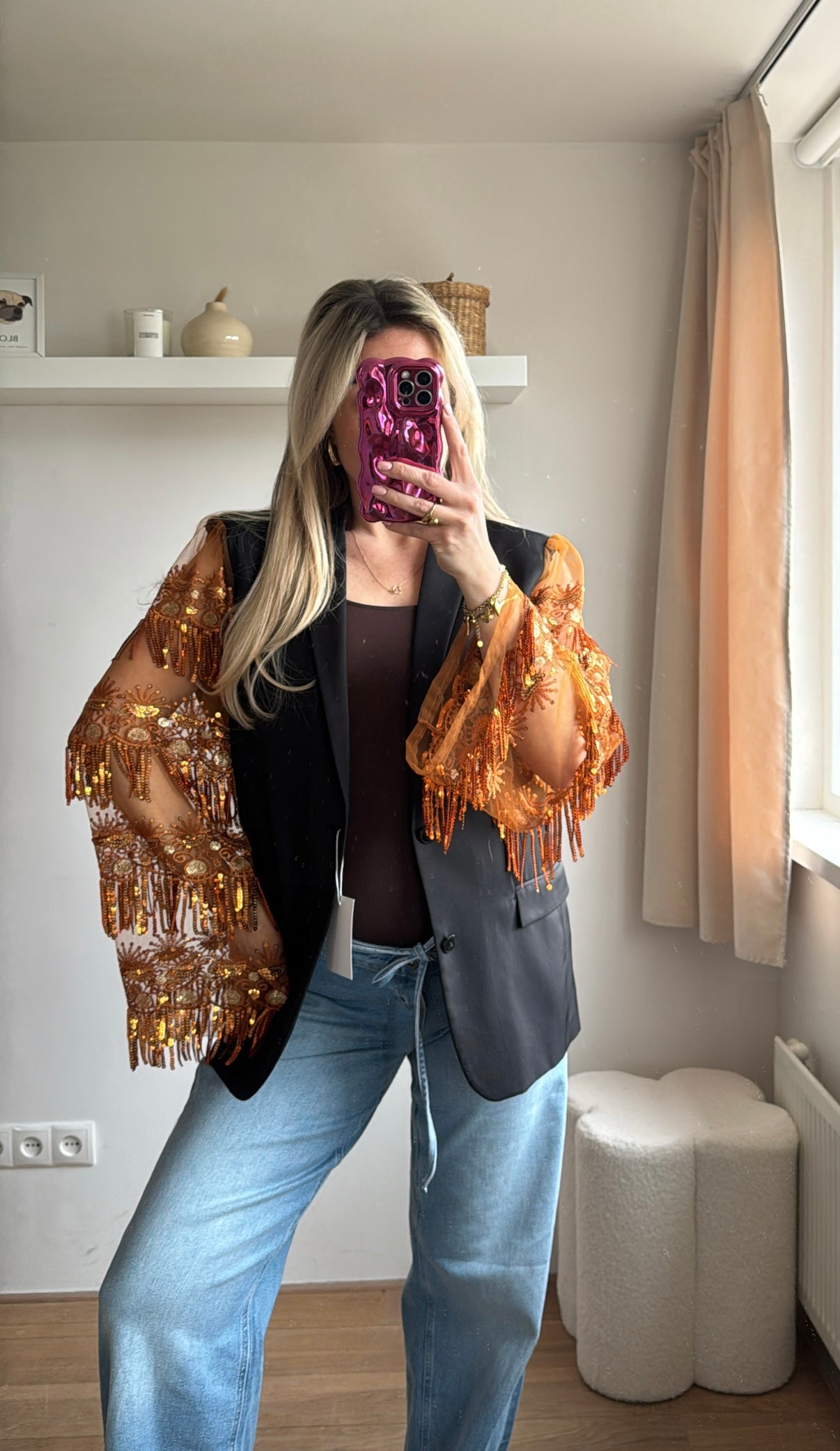 Bronze sparkle blazer - maat S