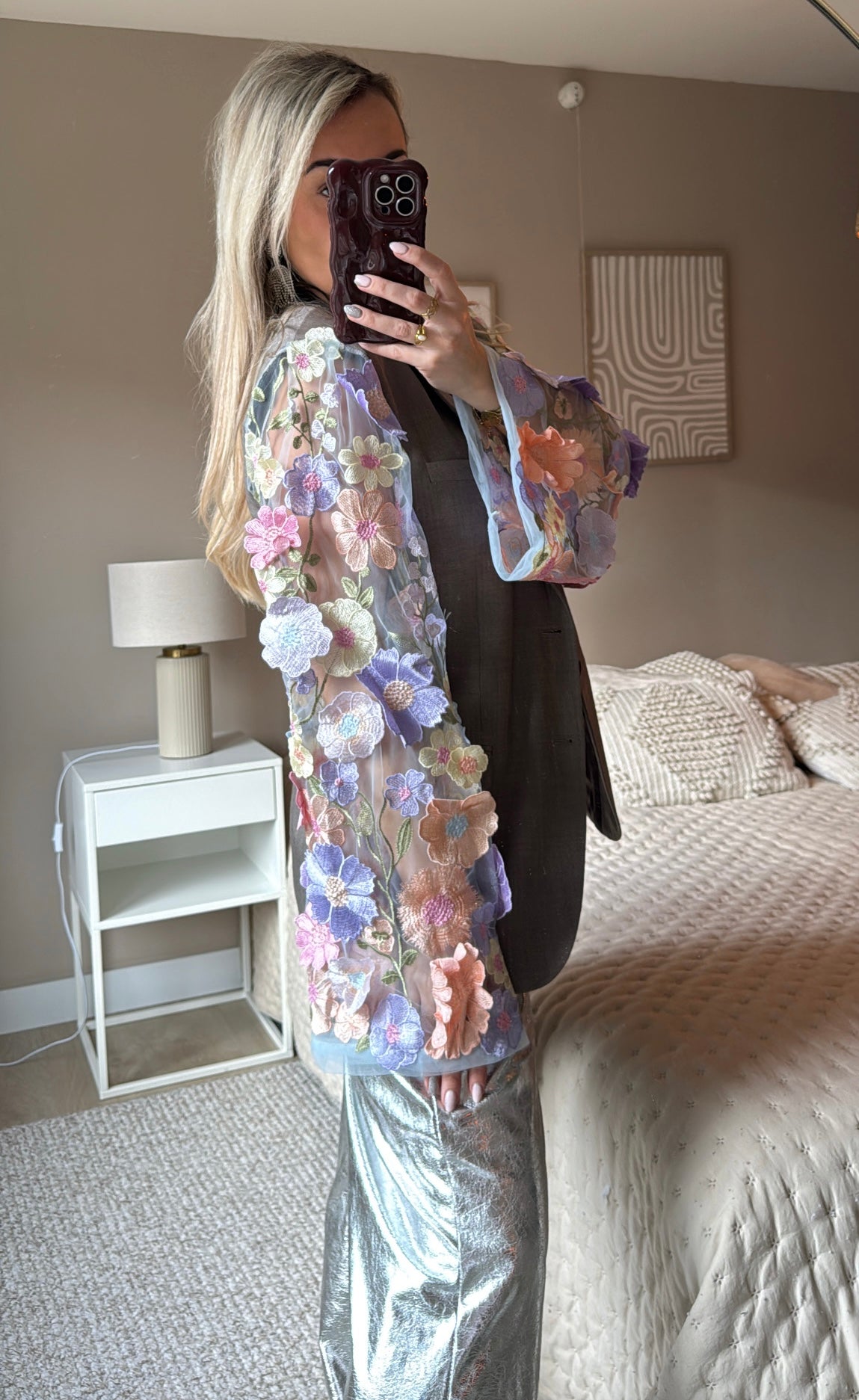 Light flower blazer - Taupe