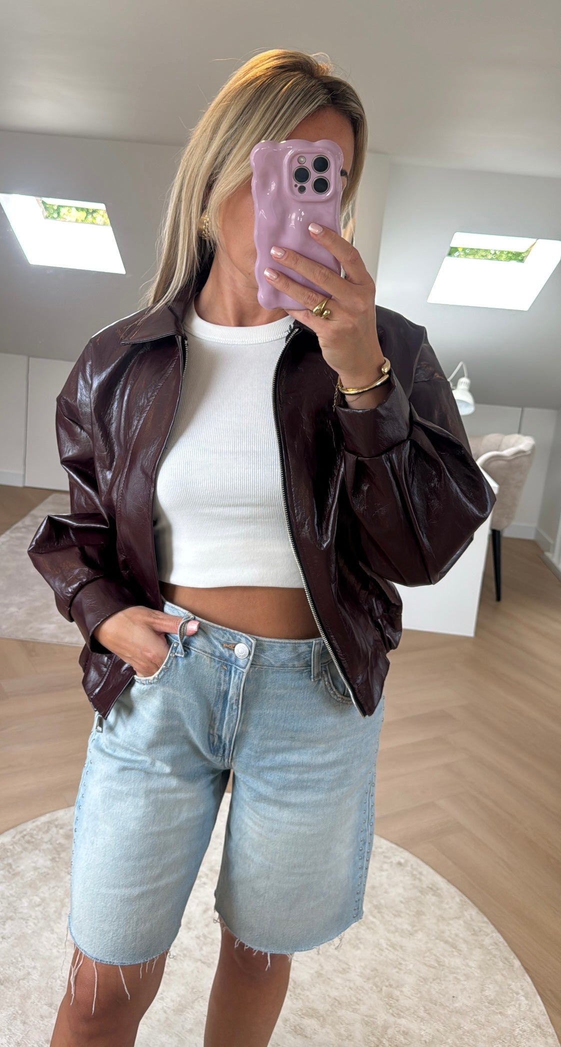 Oversized bomber jacket - Metallic Bordeaux
