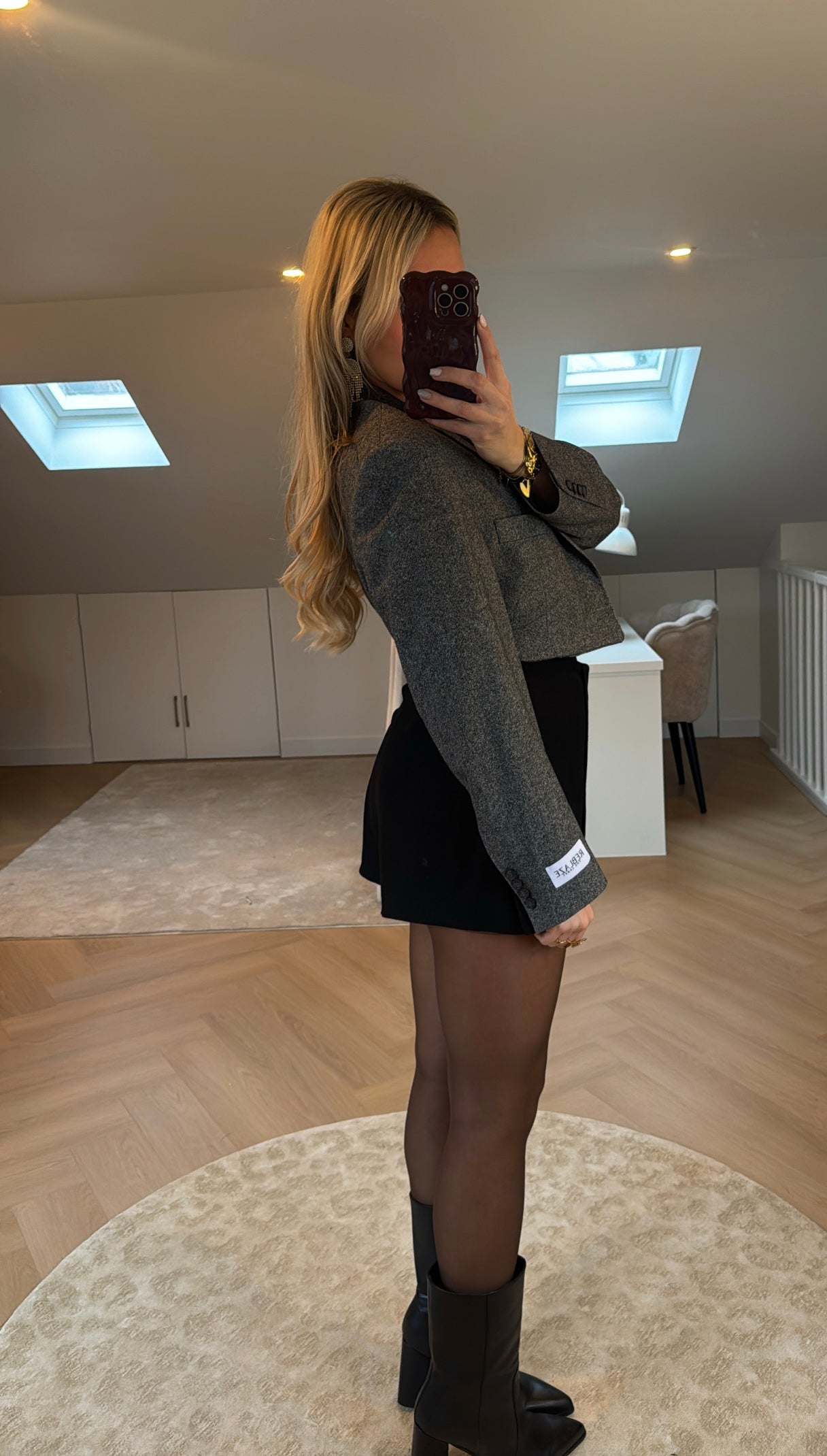 Cropped blazer - Tweed Grey