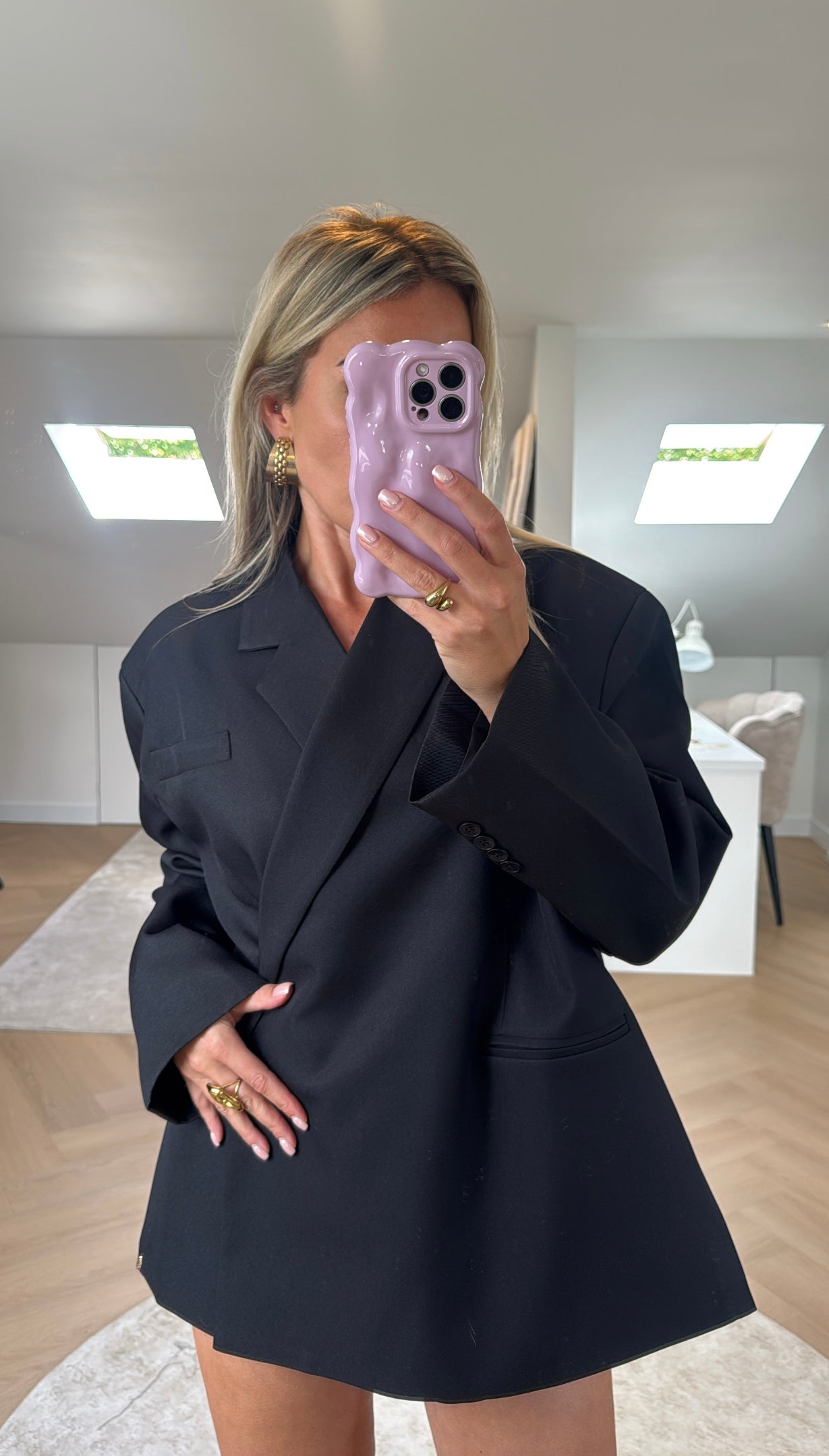 Basic oversized blazer - black