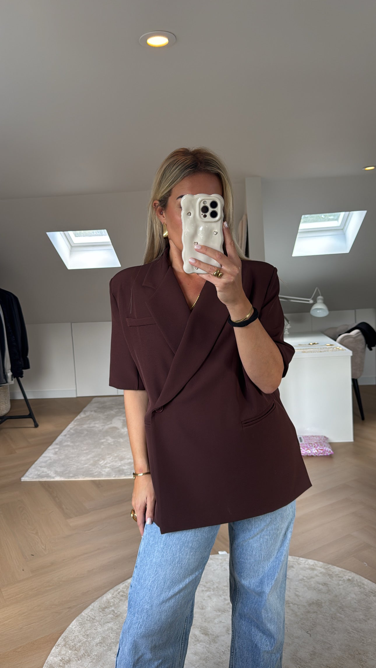 Bruine oversized blazer basic