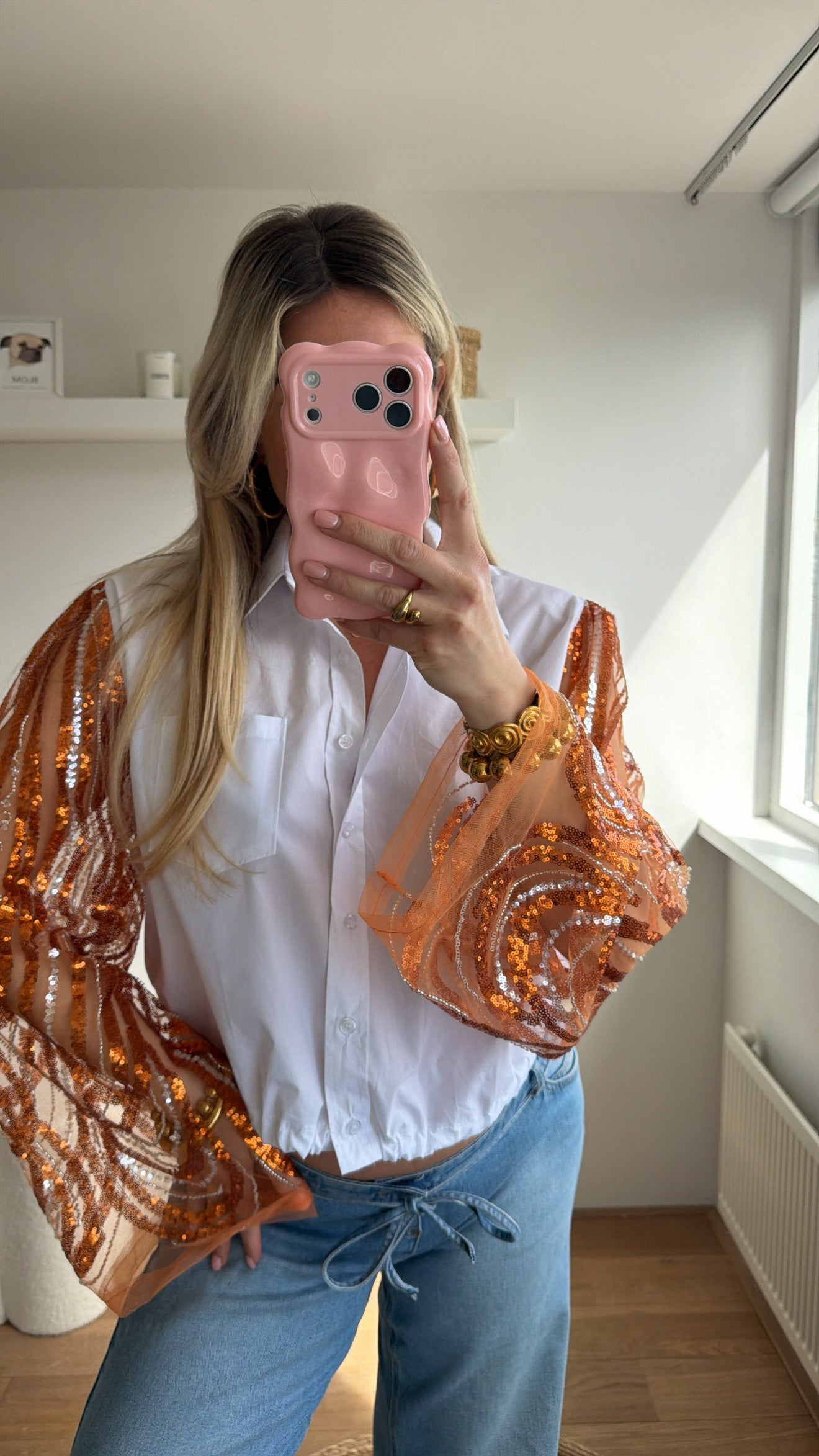 Witte Cropped blouse 🧡