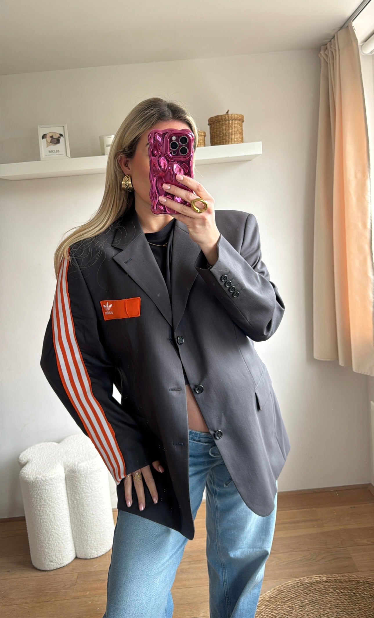 Reworked Adidas blazer - dark grey