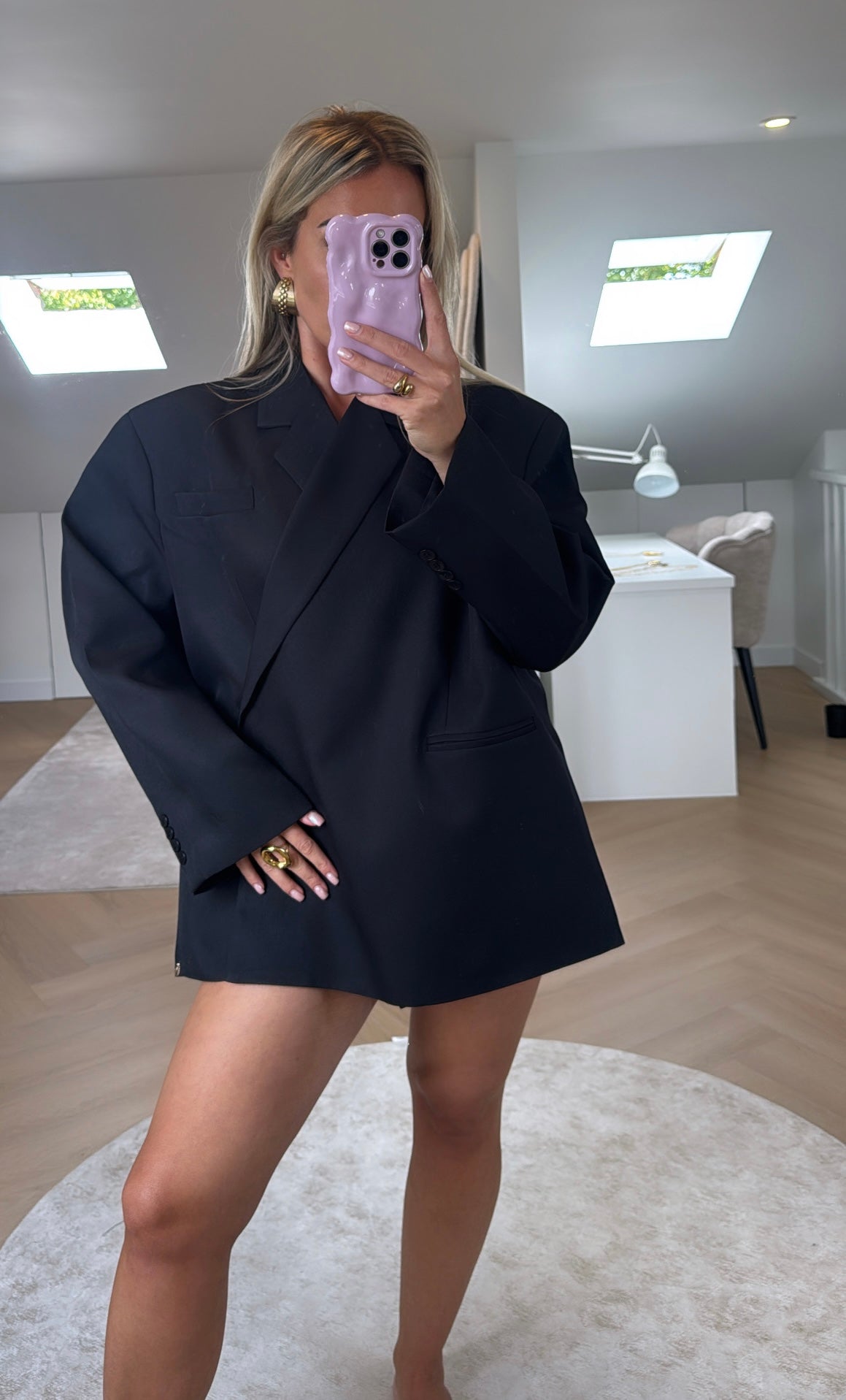 Basic oversized blazer - black