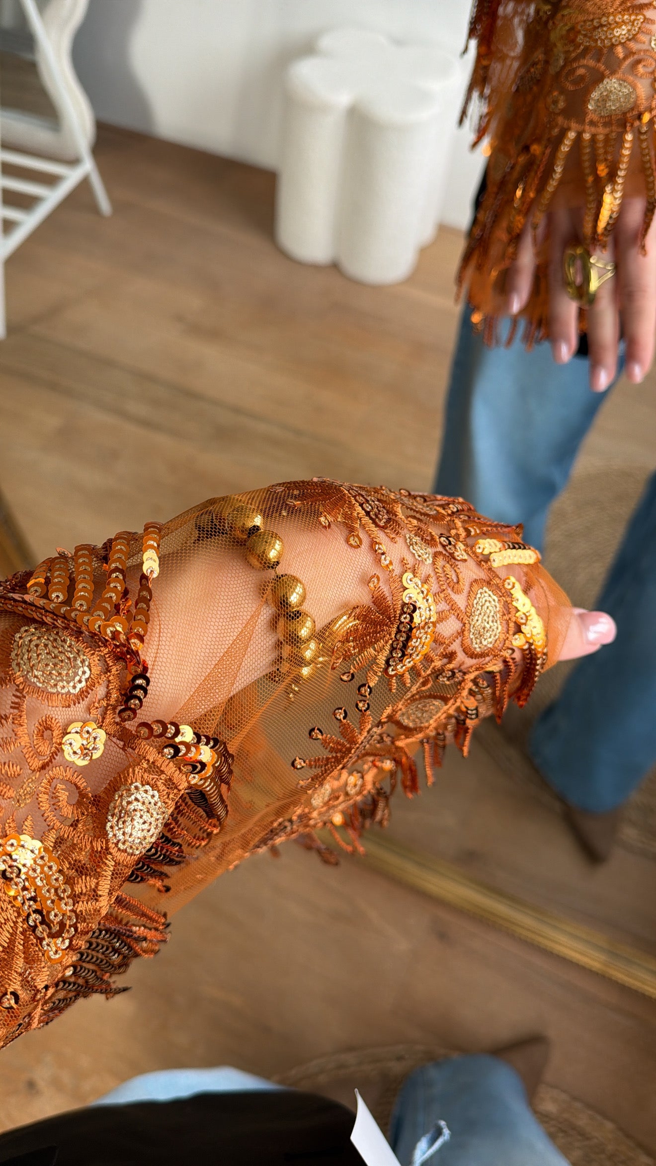 Bronze sparkle blazer - maat M