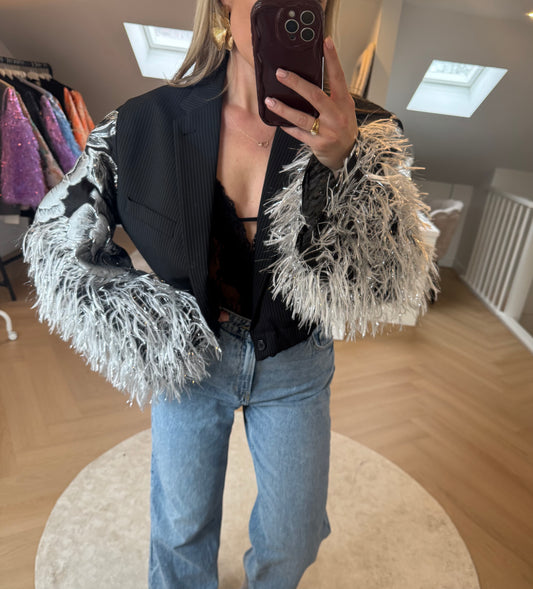 Cropped blazer - black/silver Pino