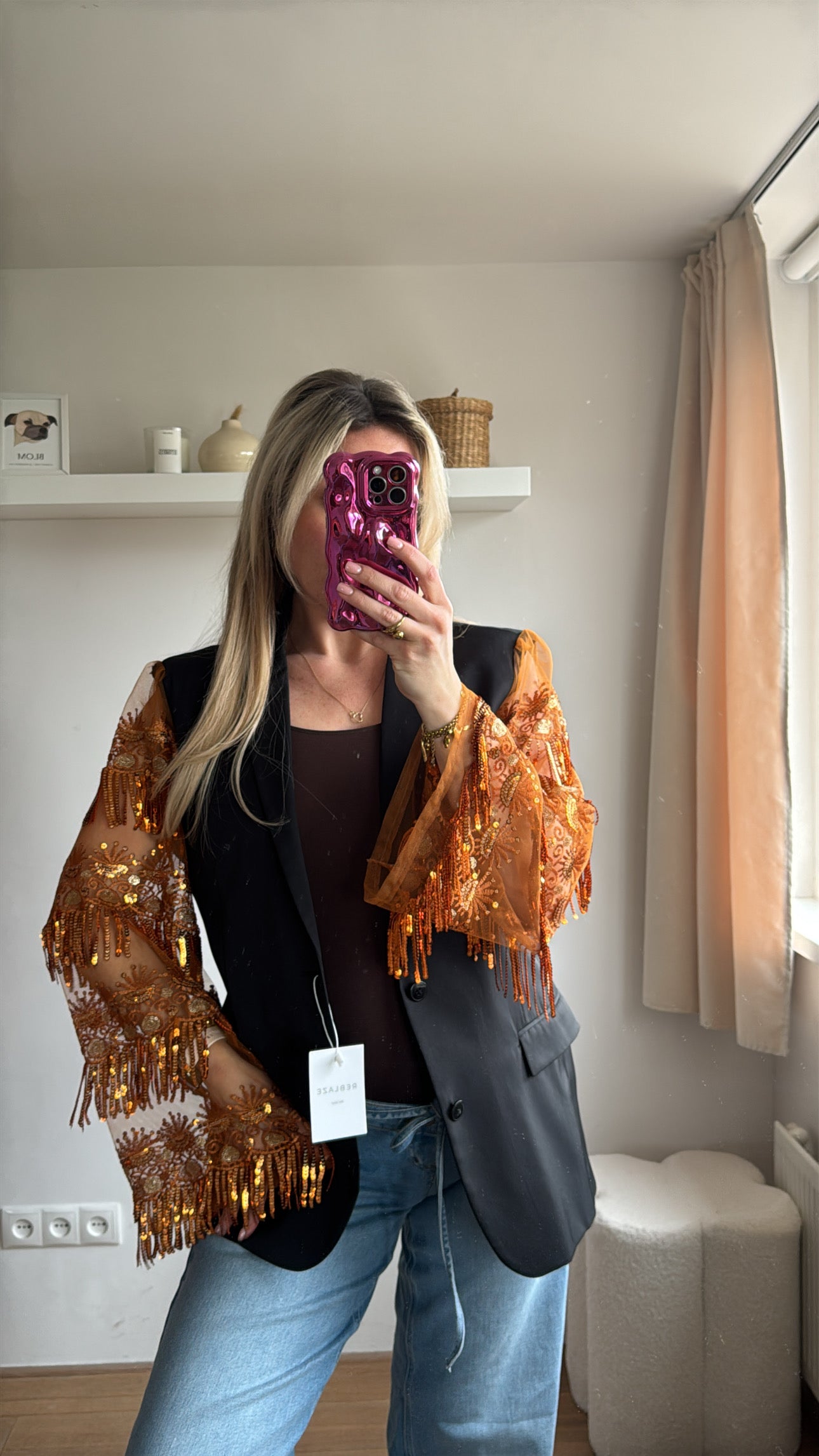 Bronze sparkle blazer - maat S