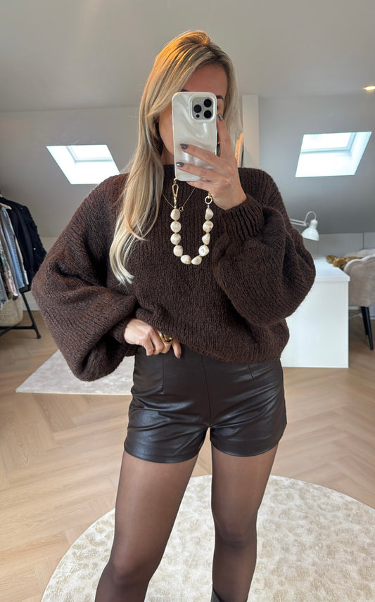 Bruine leren skort