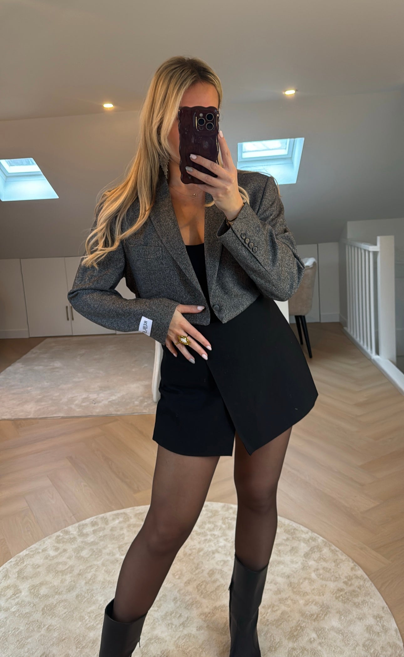 Cropped blazer - Tweed Grey