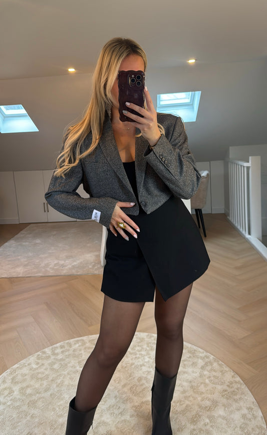 Cropped blazer - Tweed Grey