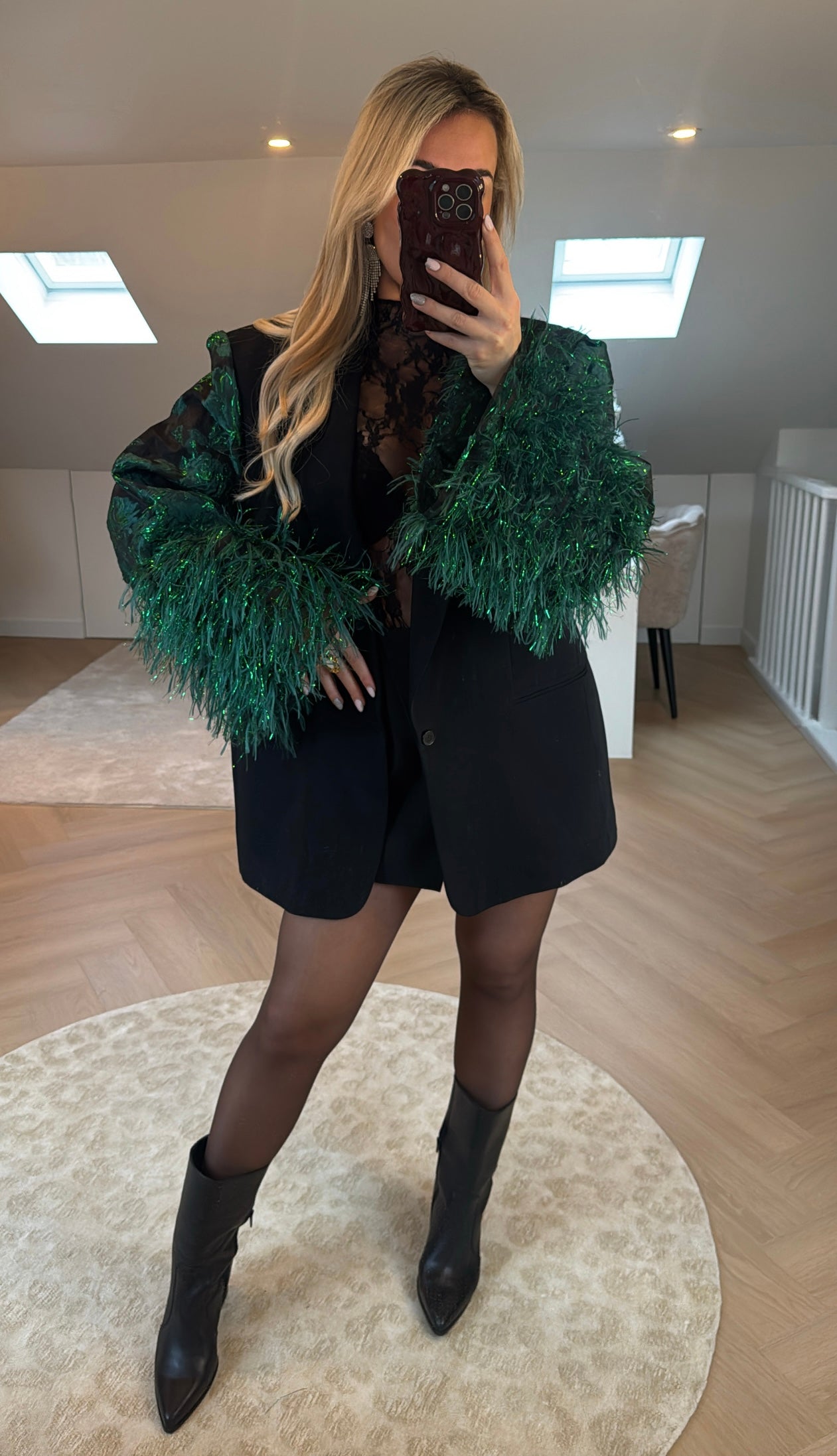 Green pino blazer - Black