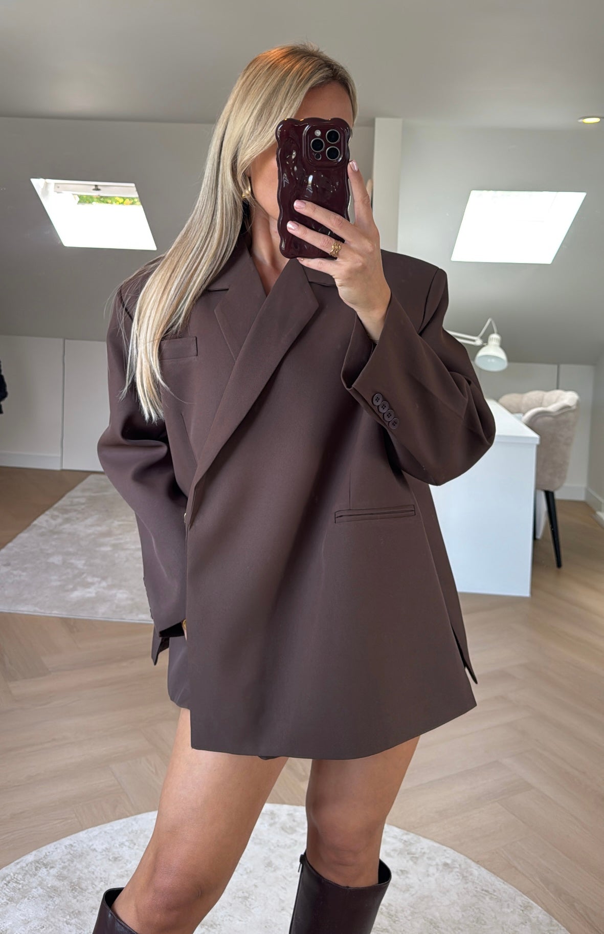 Basic oversized blazer - Brown