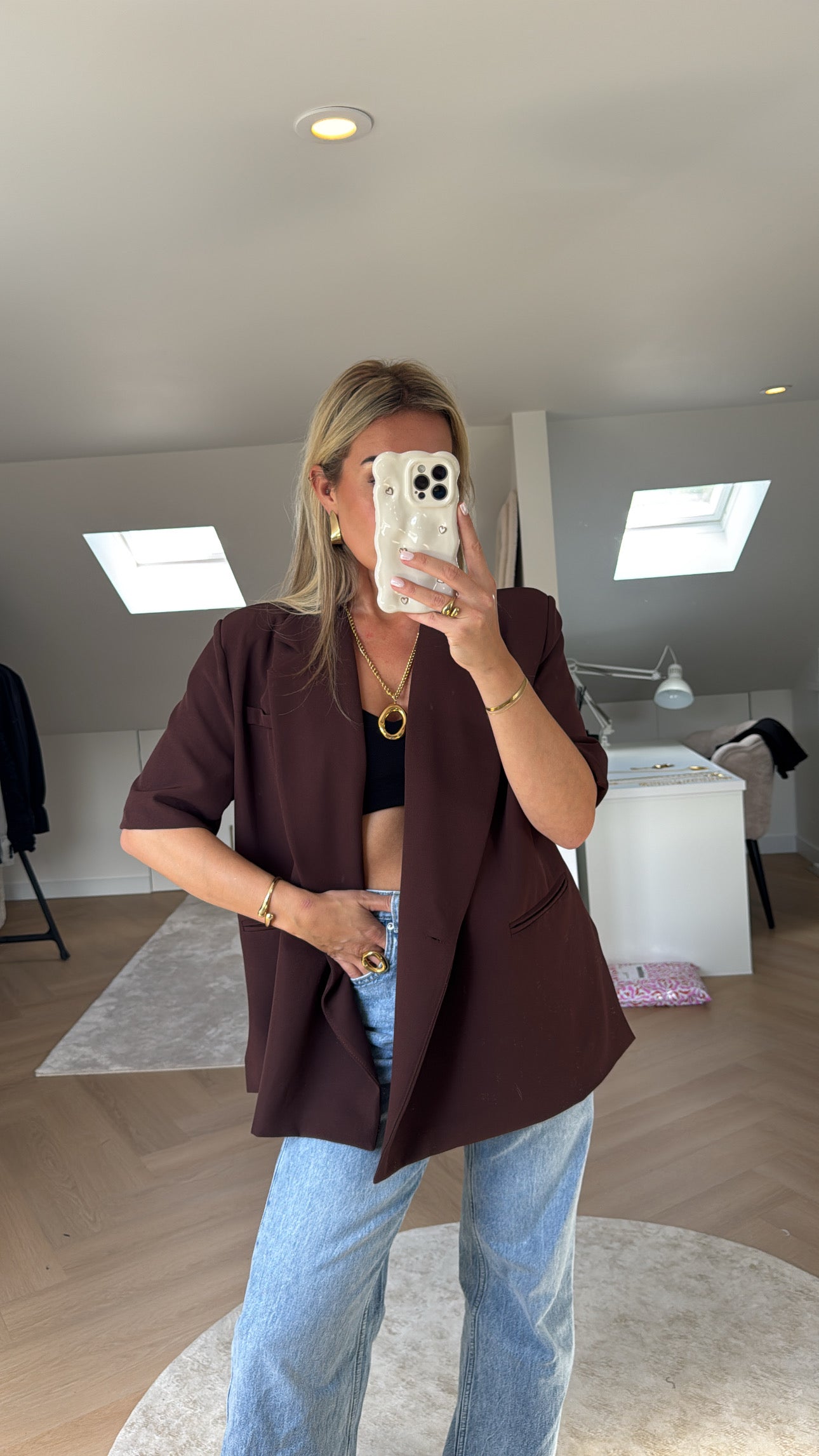 Bruine oversized blazer basic