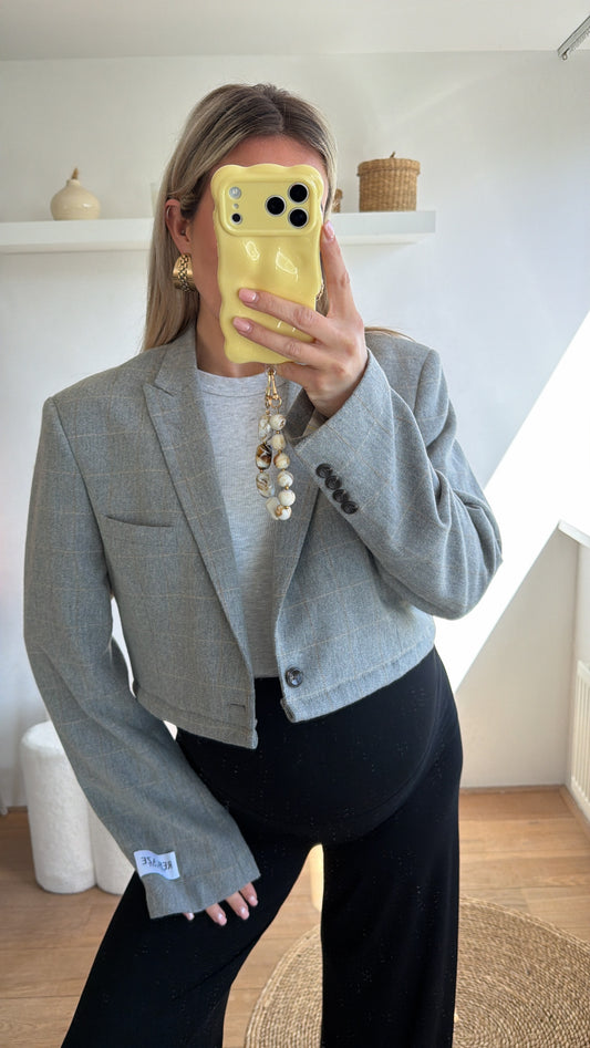 Cropped blazer - grey