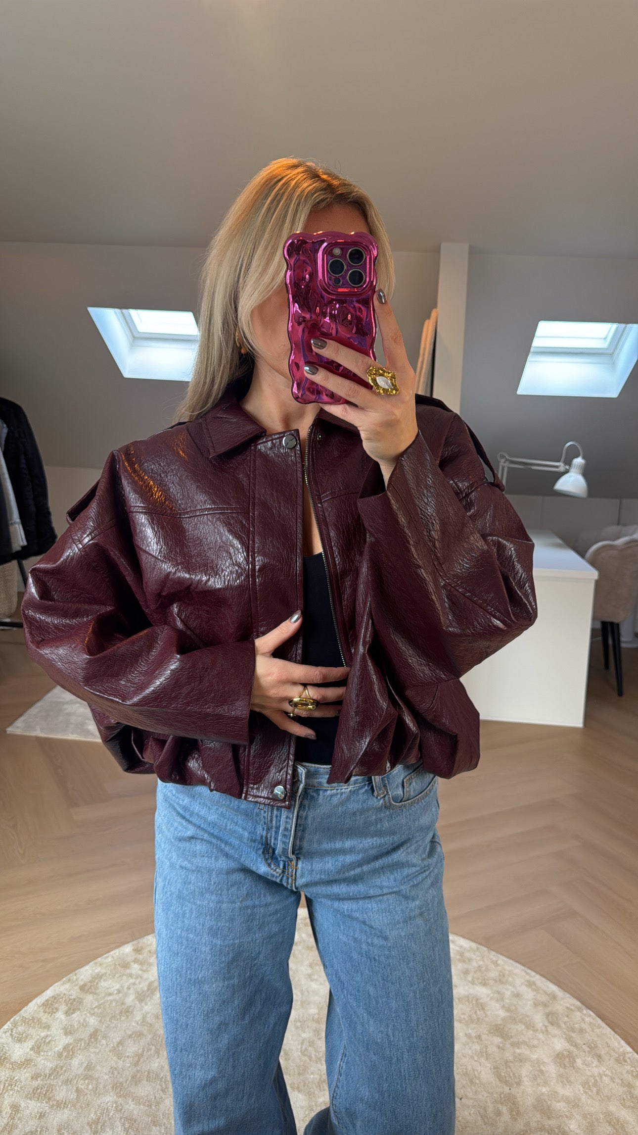 PRE-ORDER - Bordeaux pu leather jacket