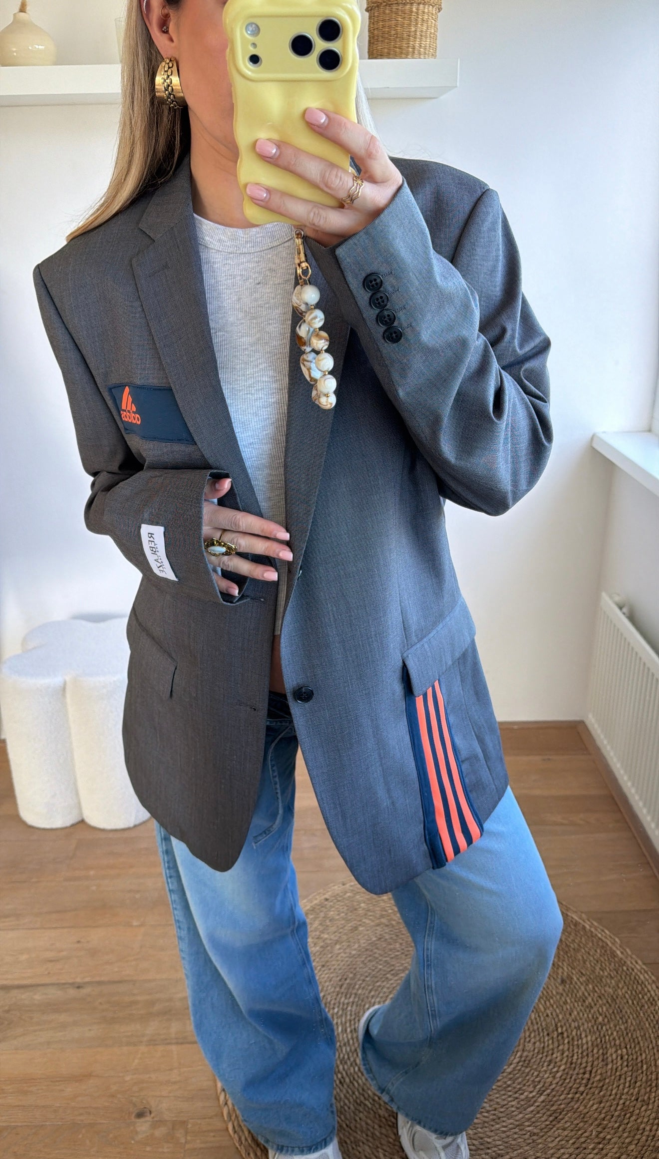 Reworked Adidas blazer - grey
