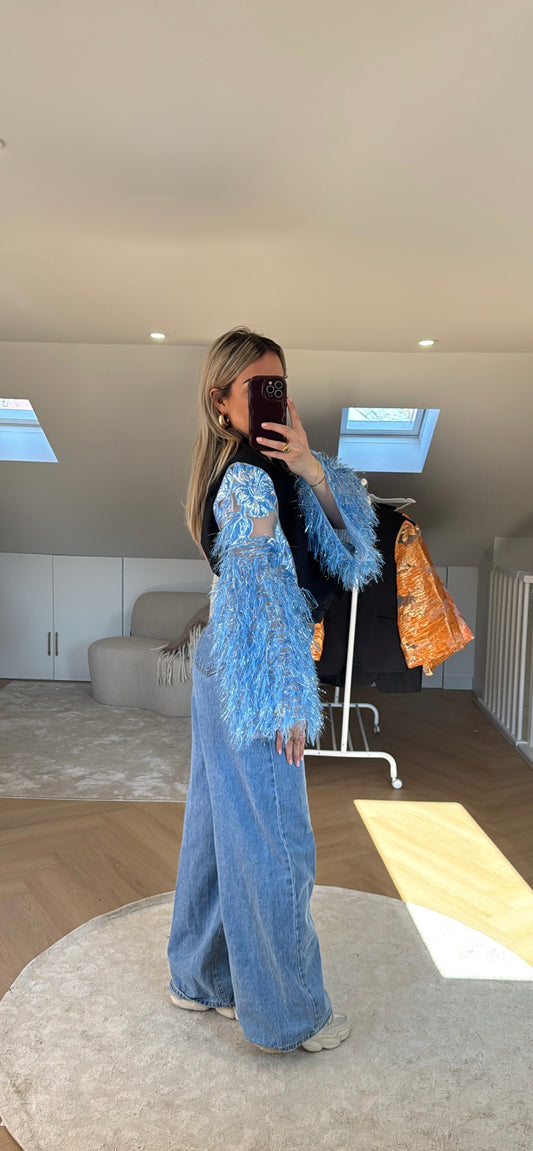 Cropped blazer - blauwe Pino