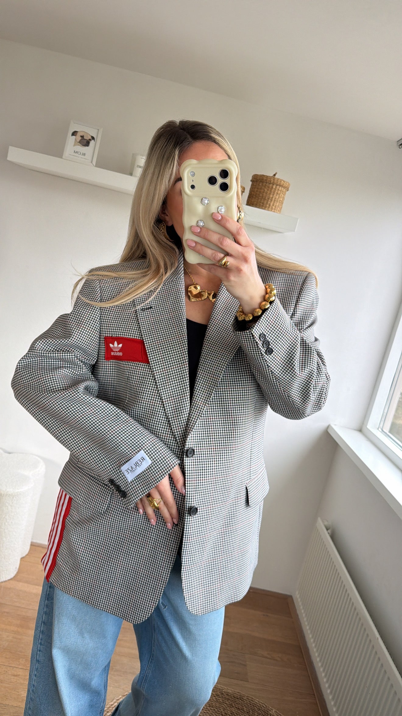 Reworked Adidas blazer - checkred