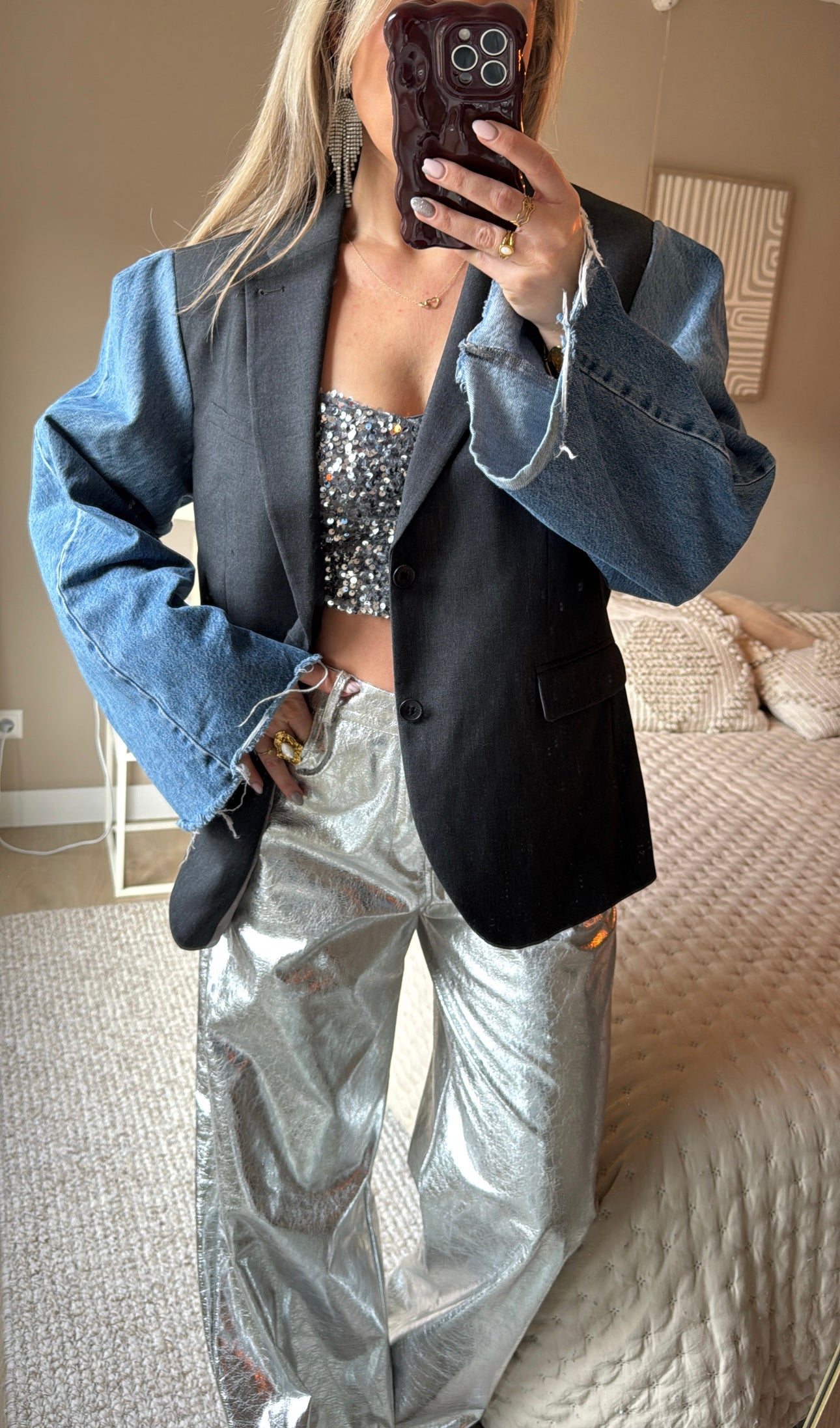 Denim blazer grey