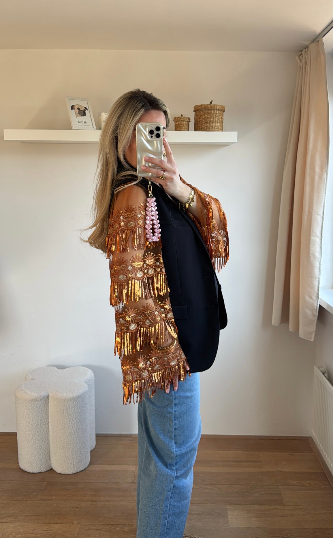 Bronze sparkle blazer - maat S