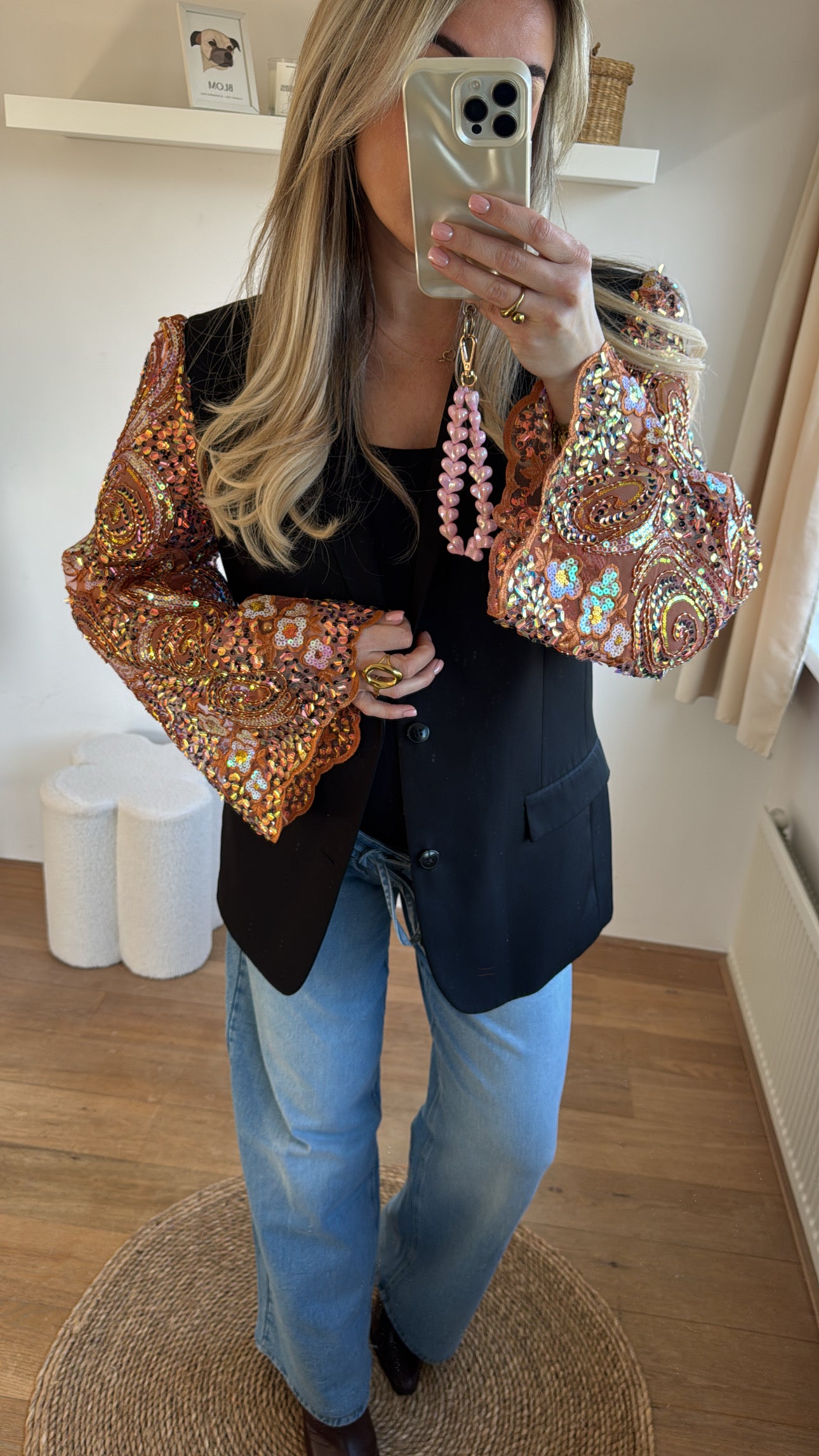Orange sparkle blazer