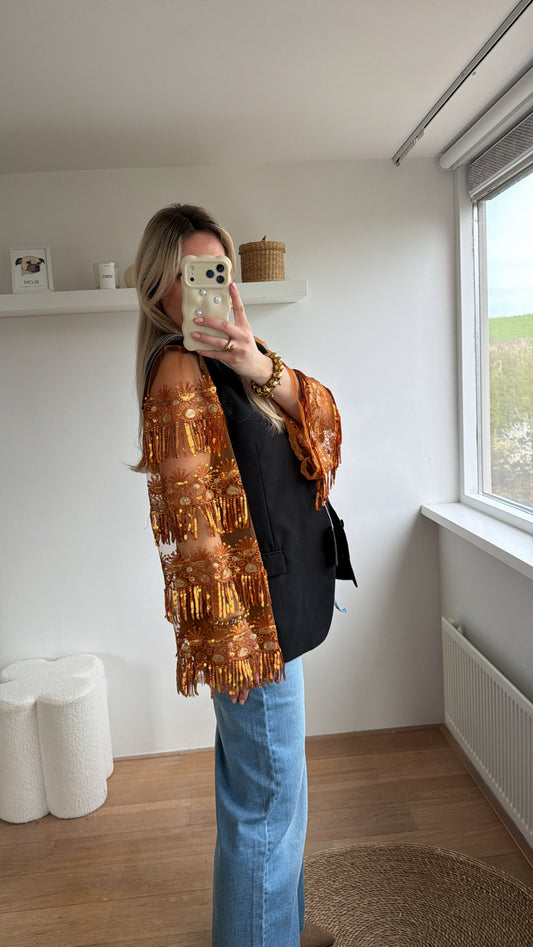 Bronze sparkle blazer - maat M