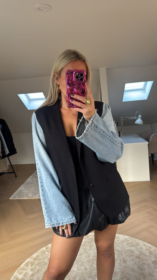 Basic denim blazer - black