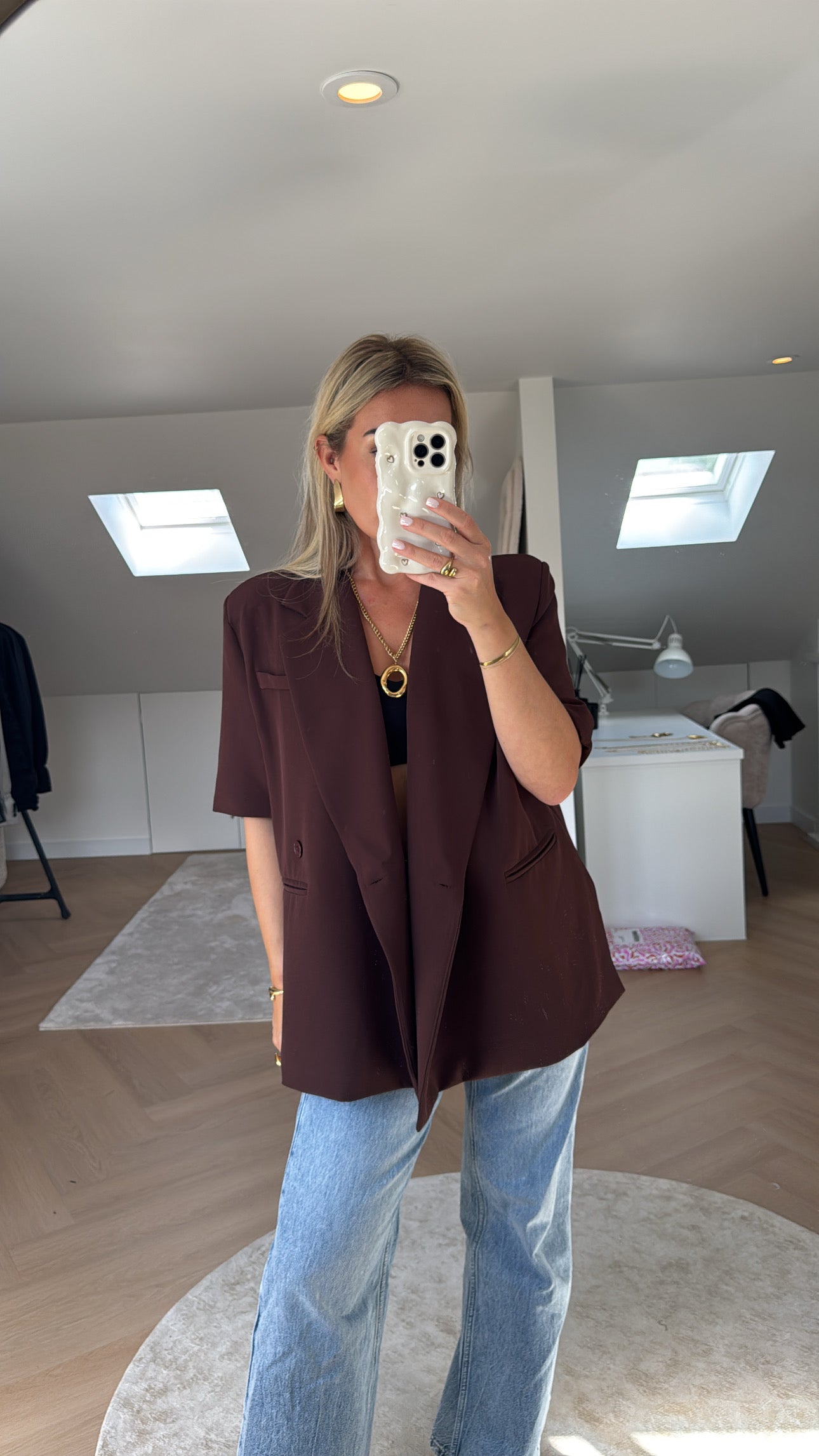 Bruine oversized blazer basic