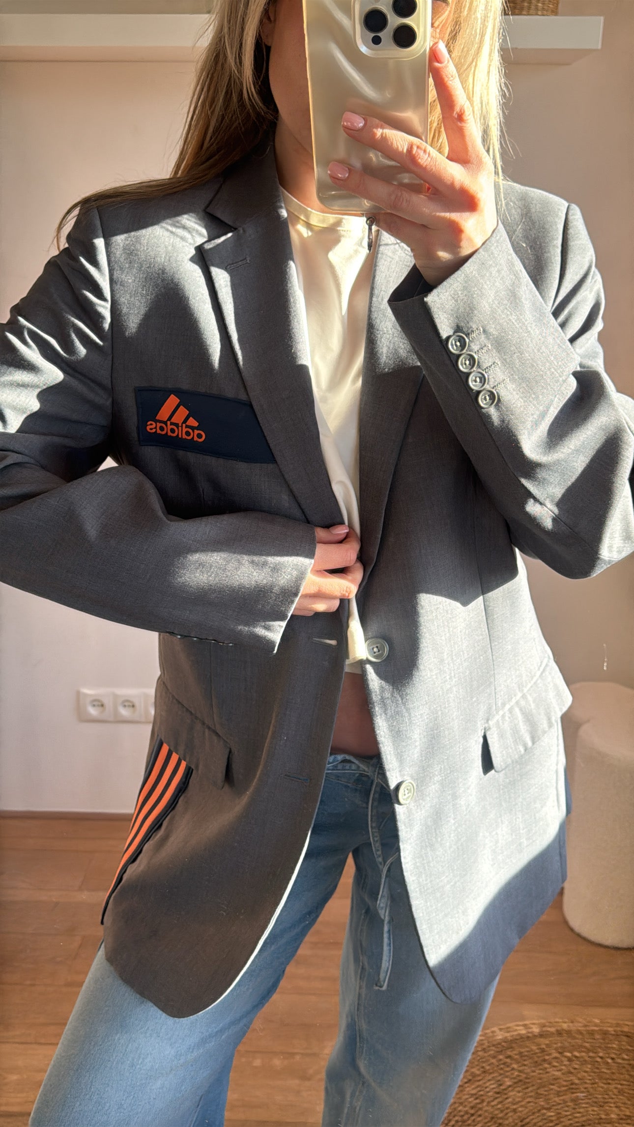 Reworked Adidas blazer - grey