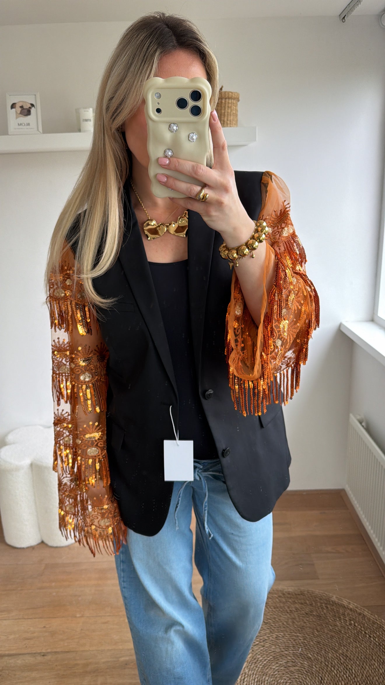 Bronze sparkle blazer - maat M