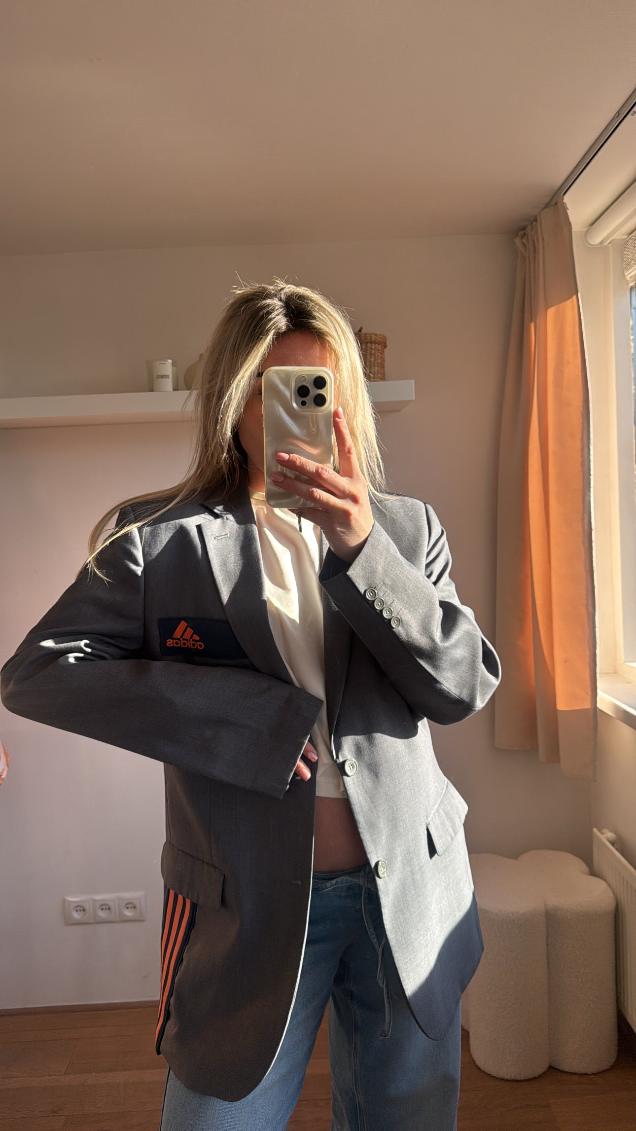Reworked Adidas blazer - grey