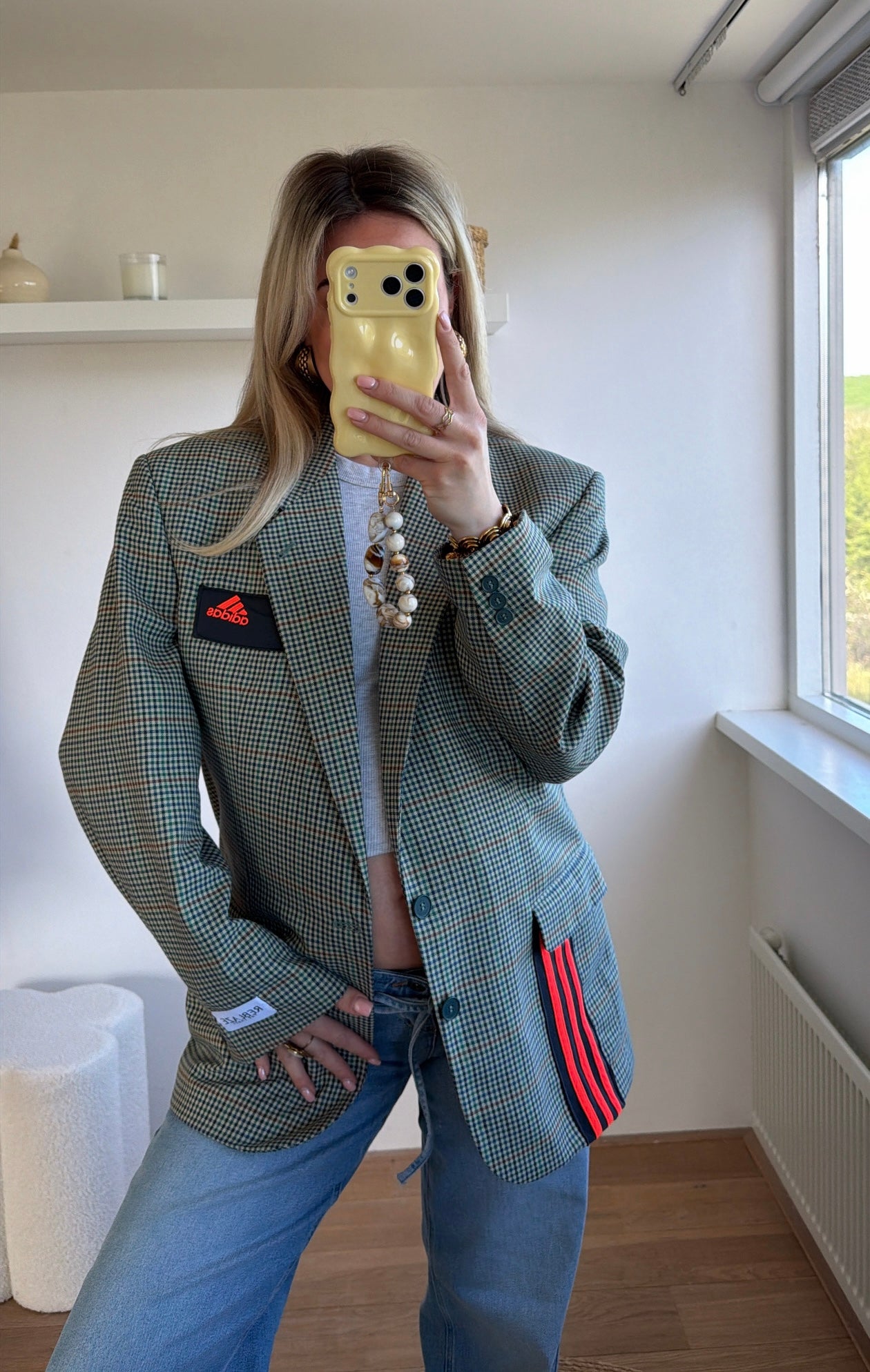 Reworked Adidas blazer - checkred