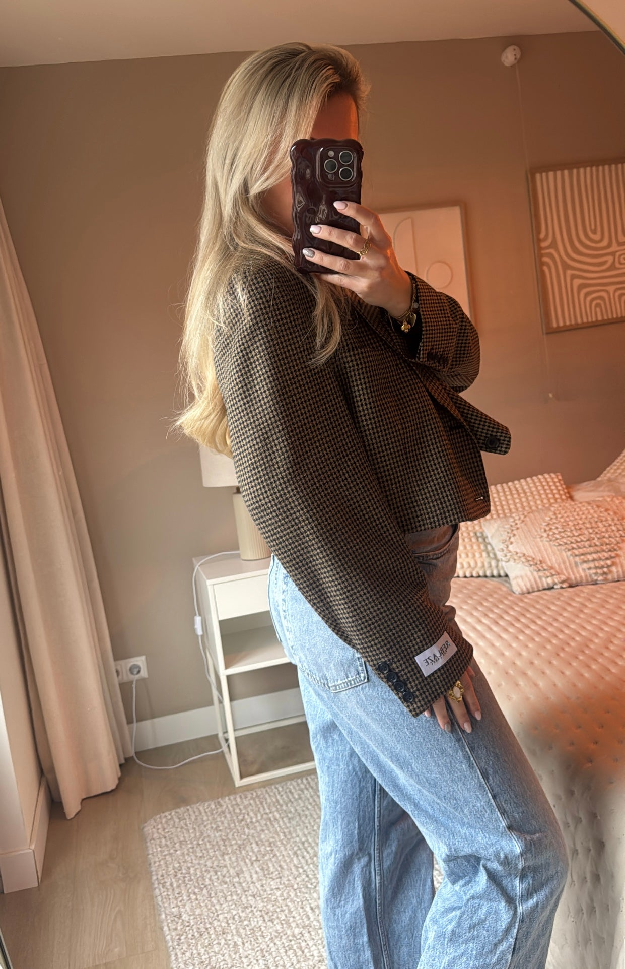 Cropped blazer geruit