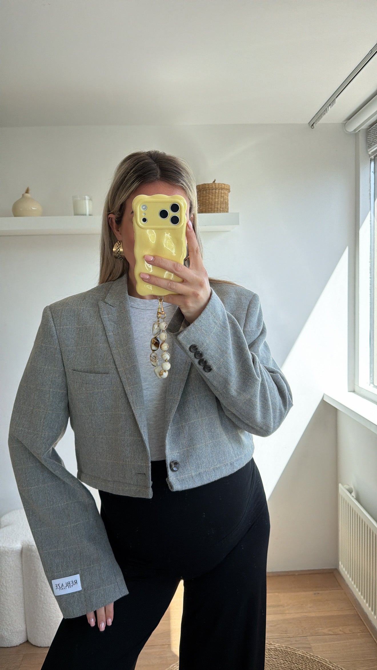 Cropped blazer - grey