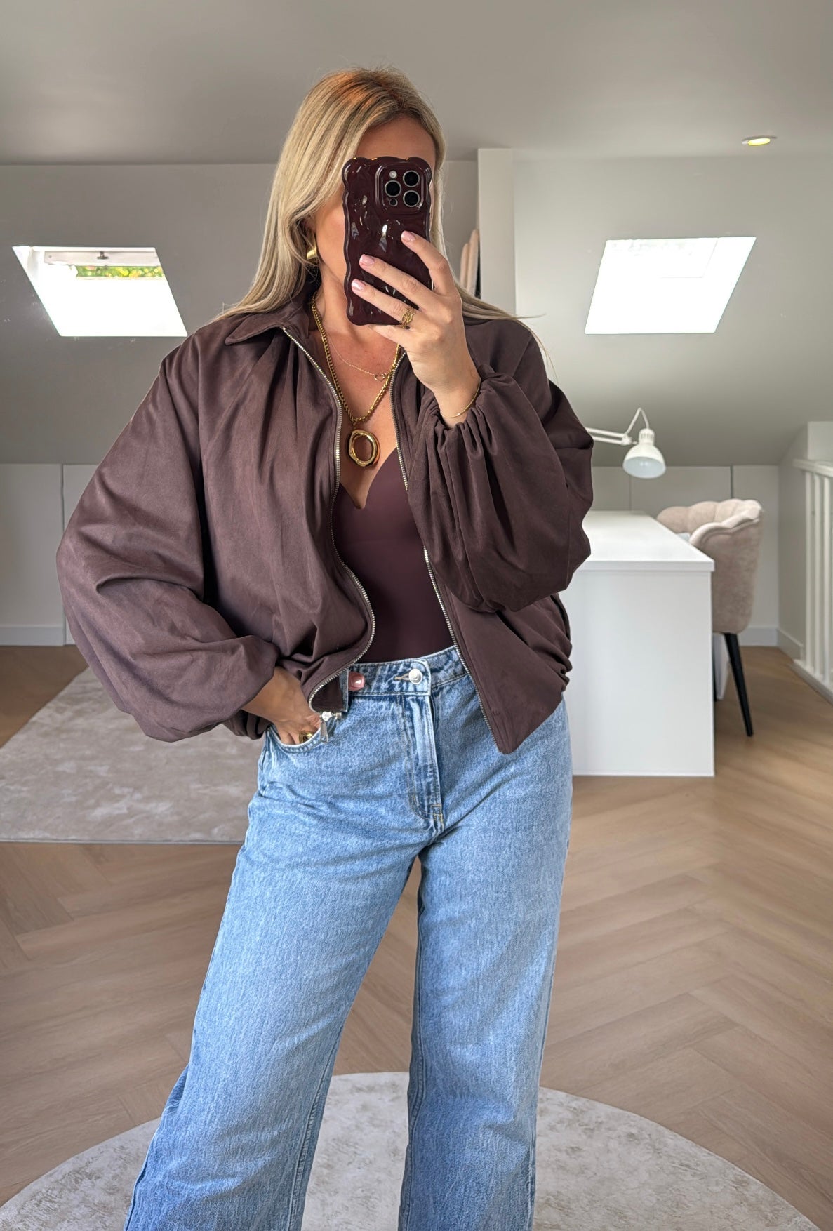 Oversized bomber - Brown