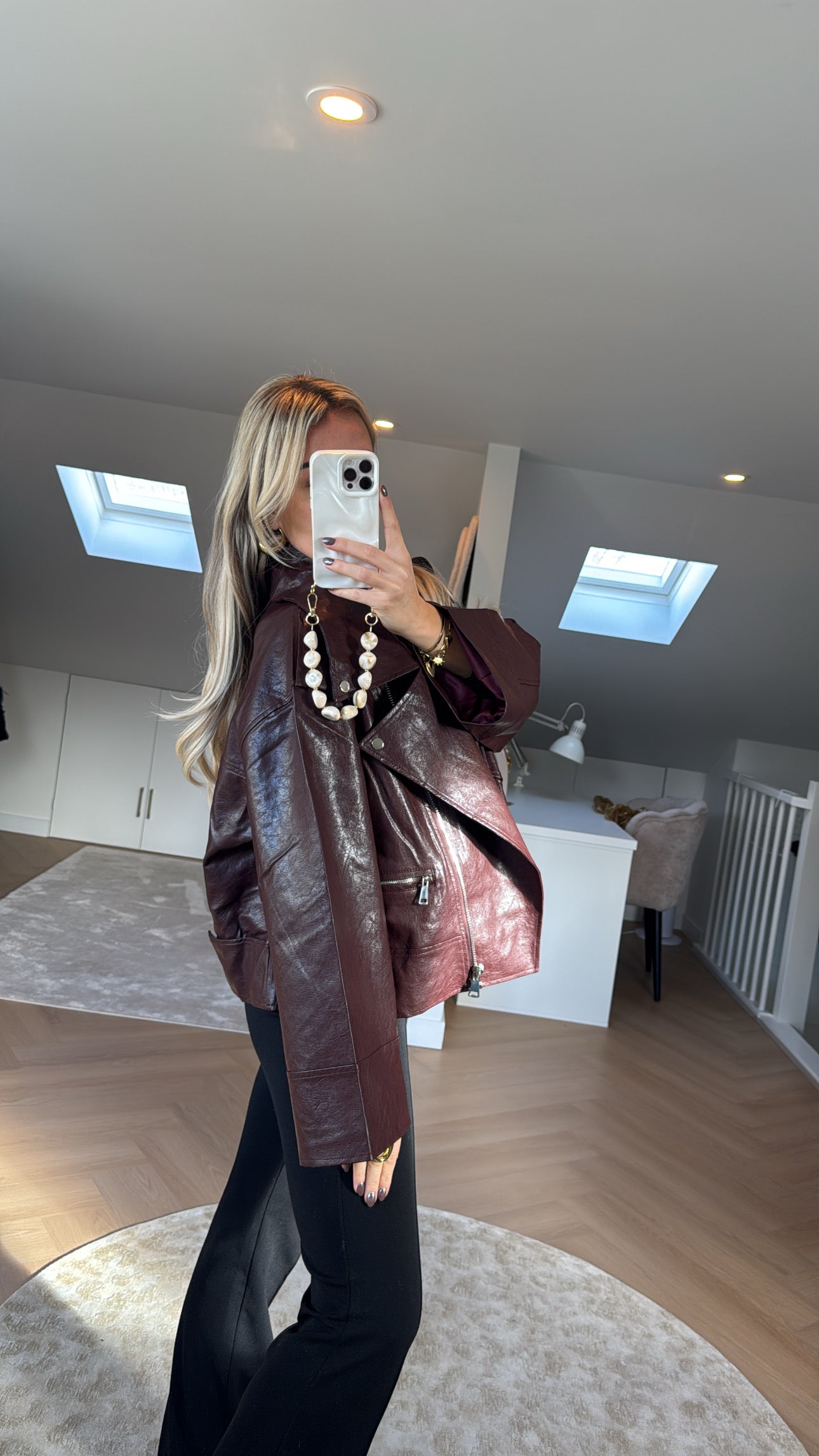 Bordeaux leather look jacket