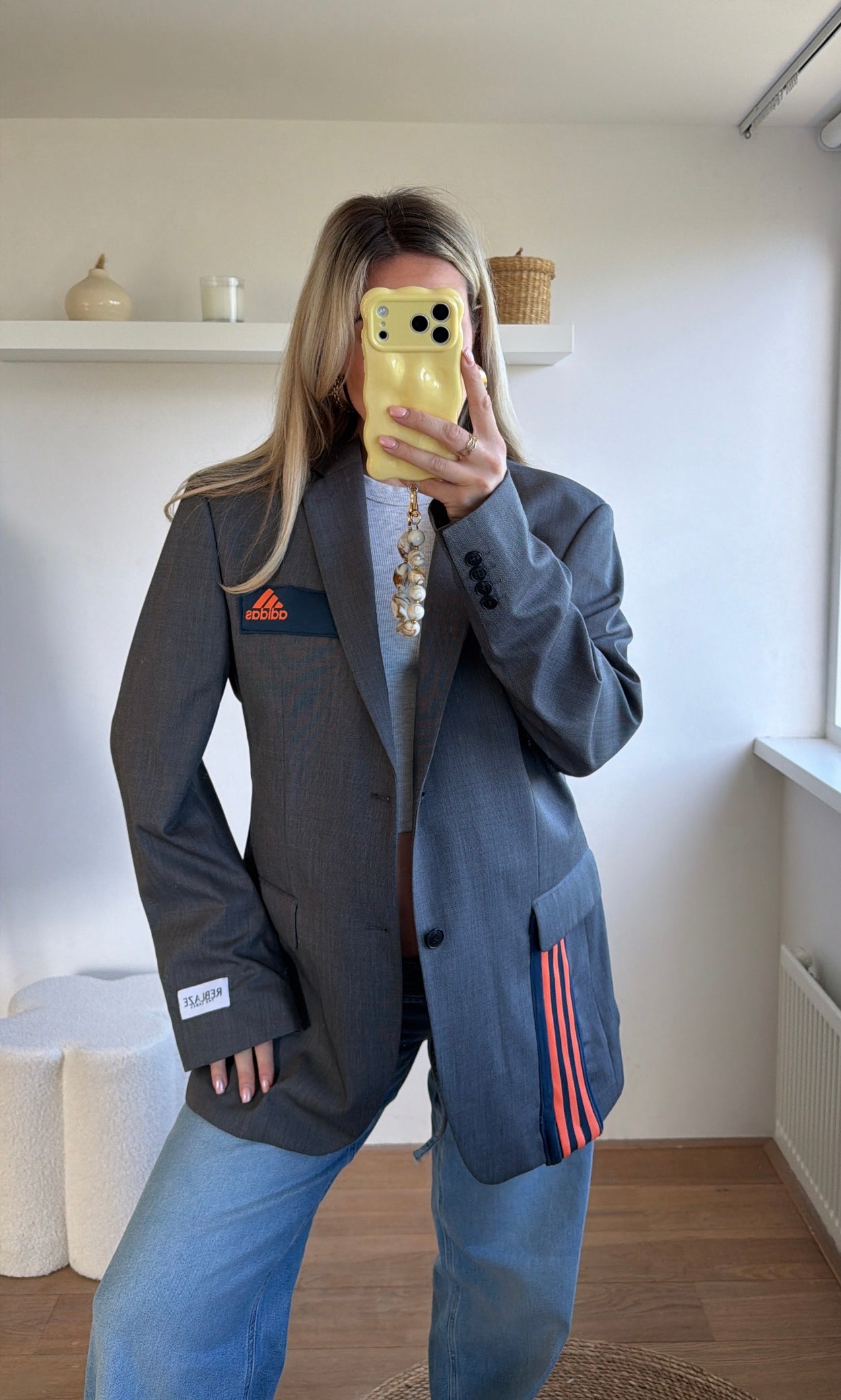 Reworked Adidas blazer - grey