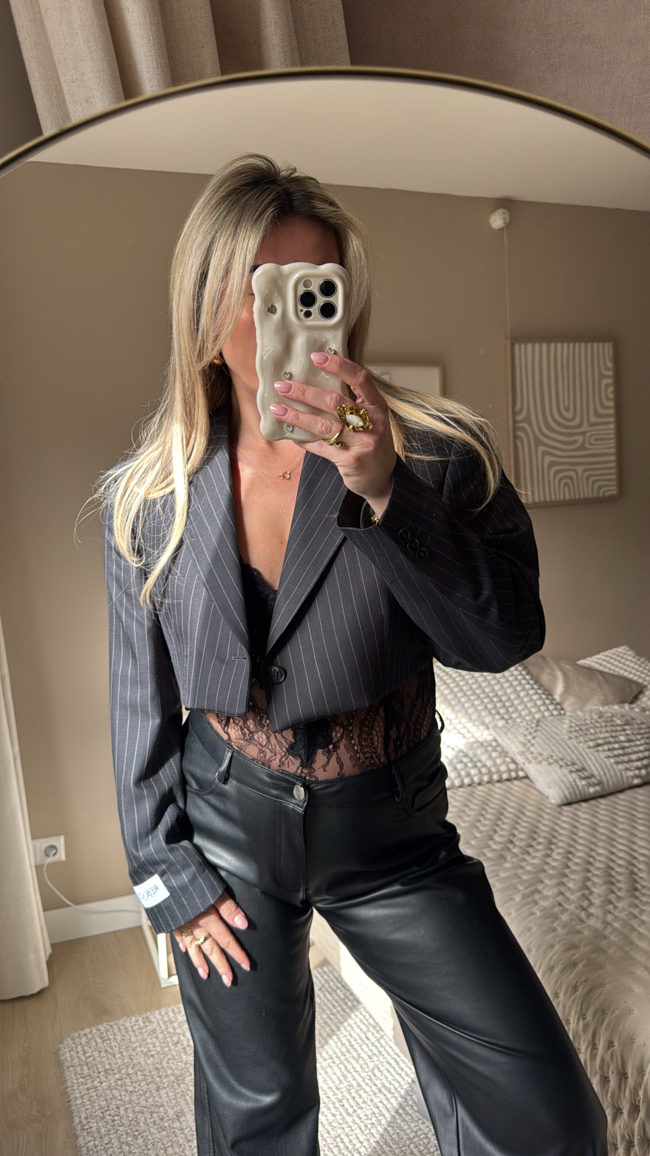 Cropped blazer - dark grey
