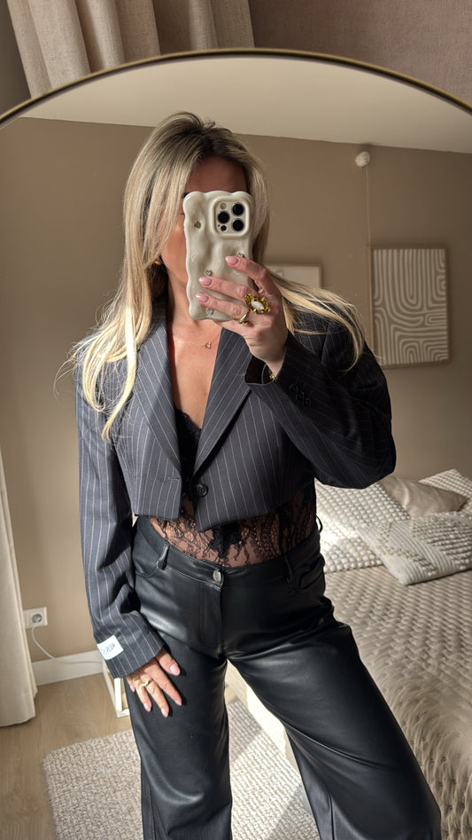 Cropped blazer - dark grey