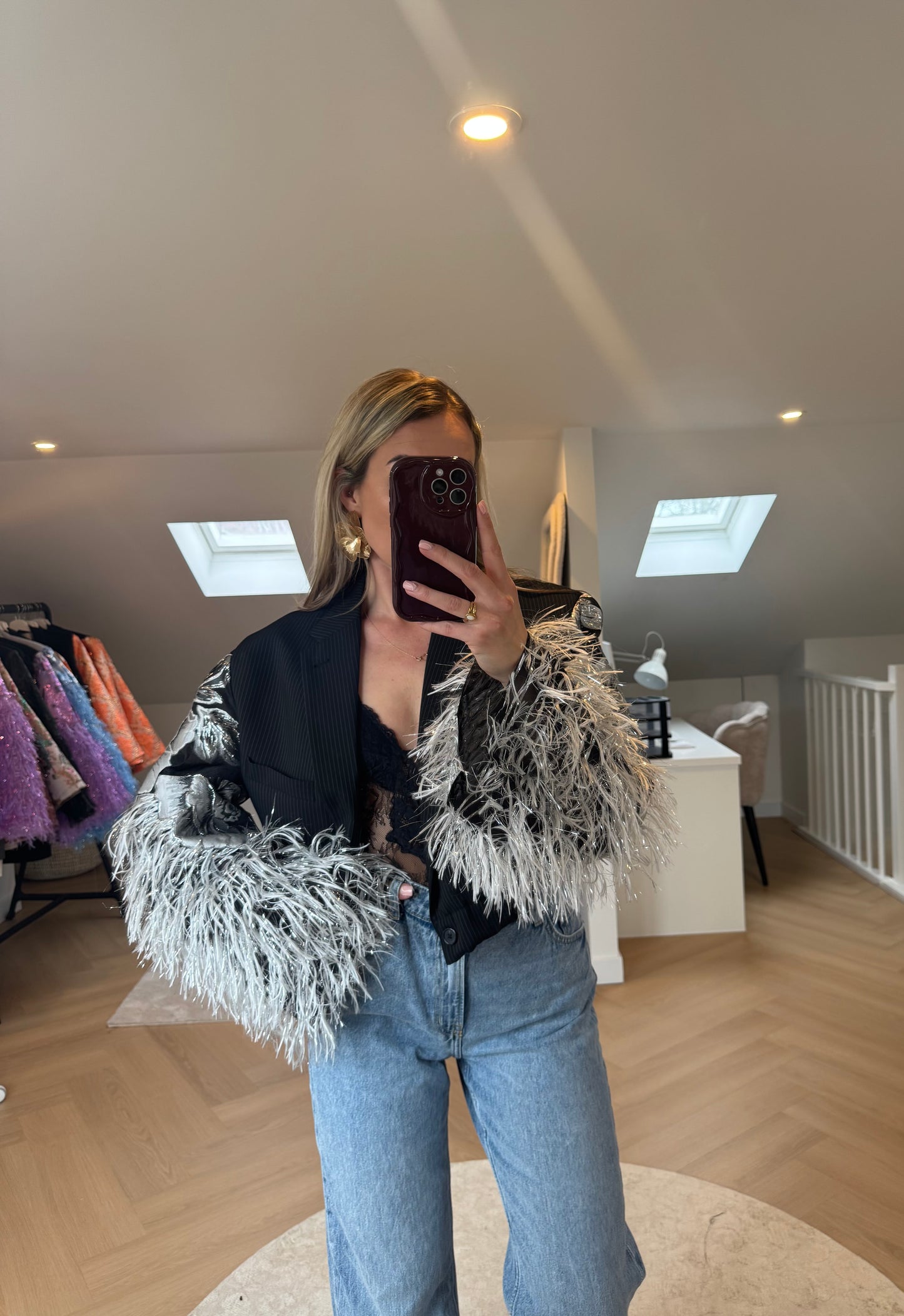 Cropped blazer - black/silver Pino