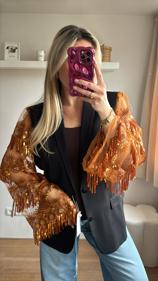 Bronze sparkle blazer - maat S