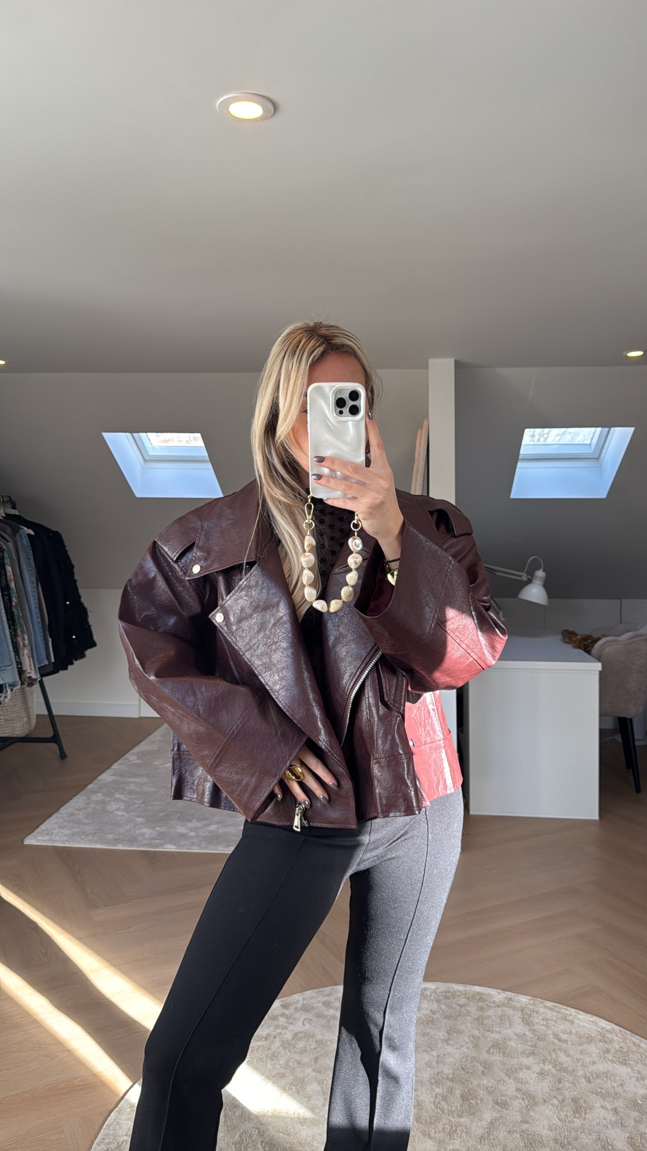 Bordeaux leather look jacket