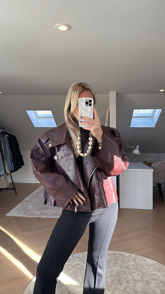 Bordeaux leather look jacket