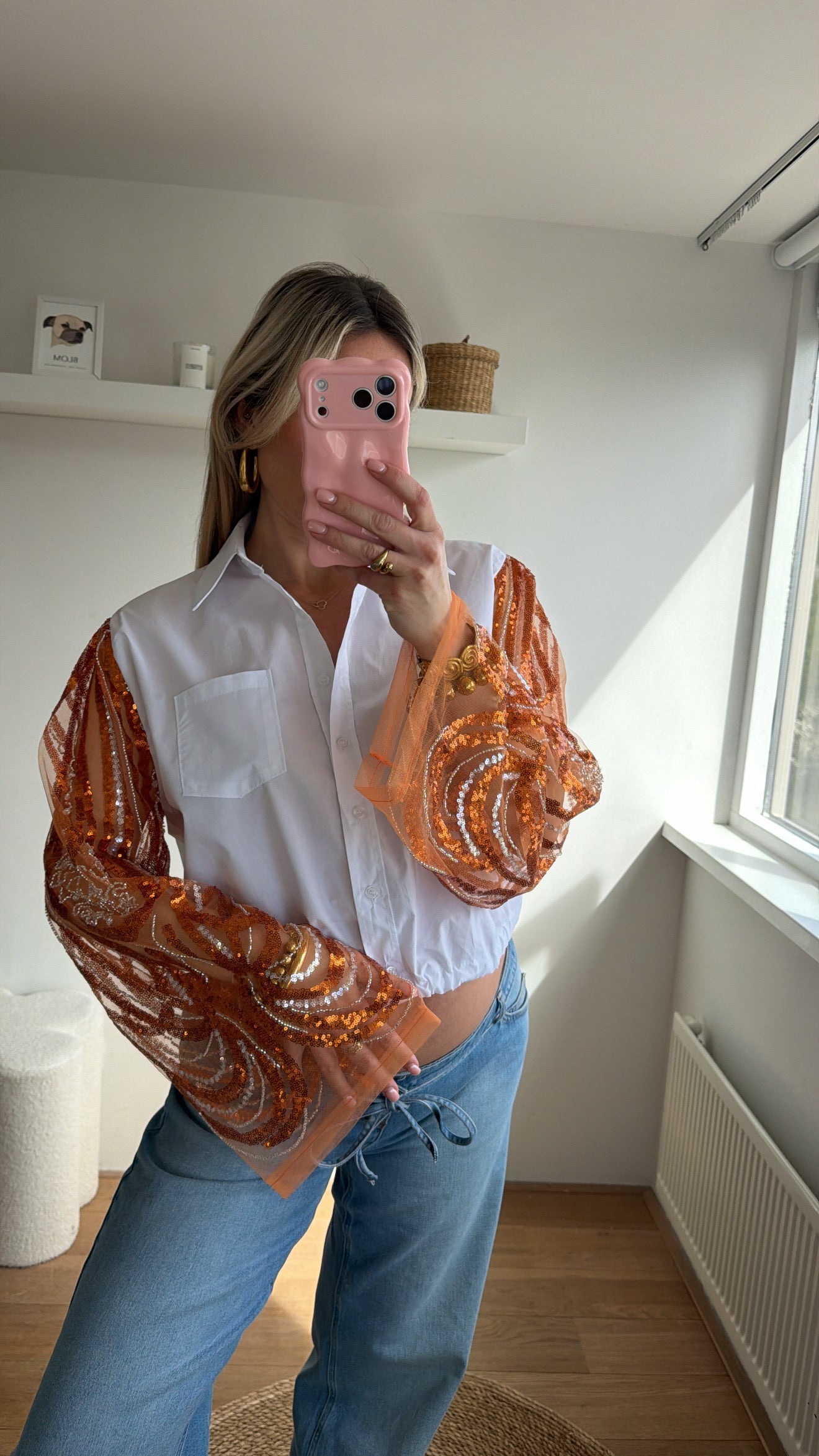 Witte Cropped blouse 🧡