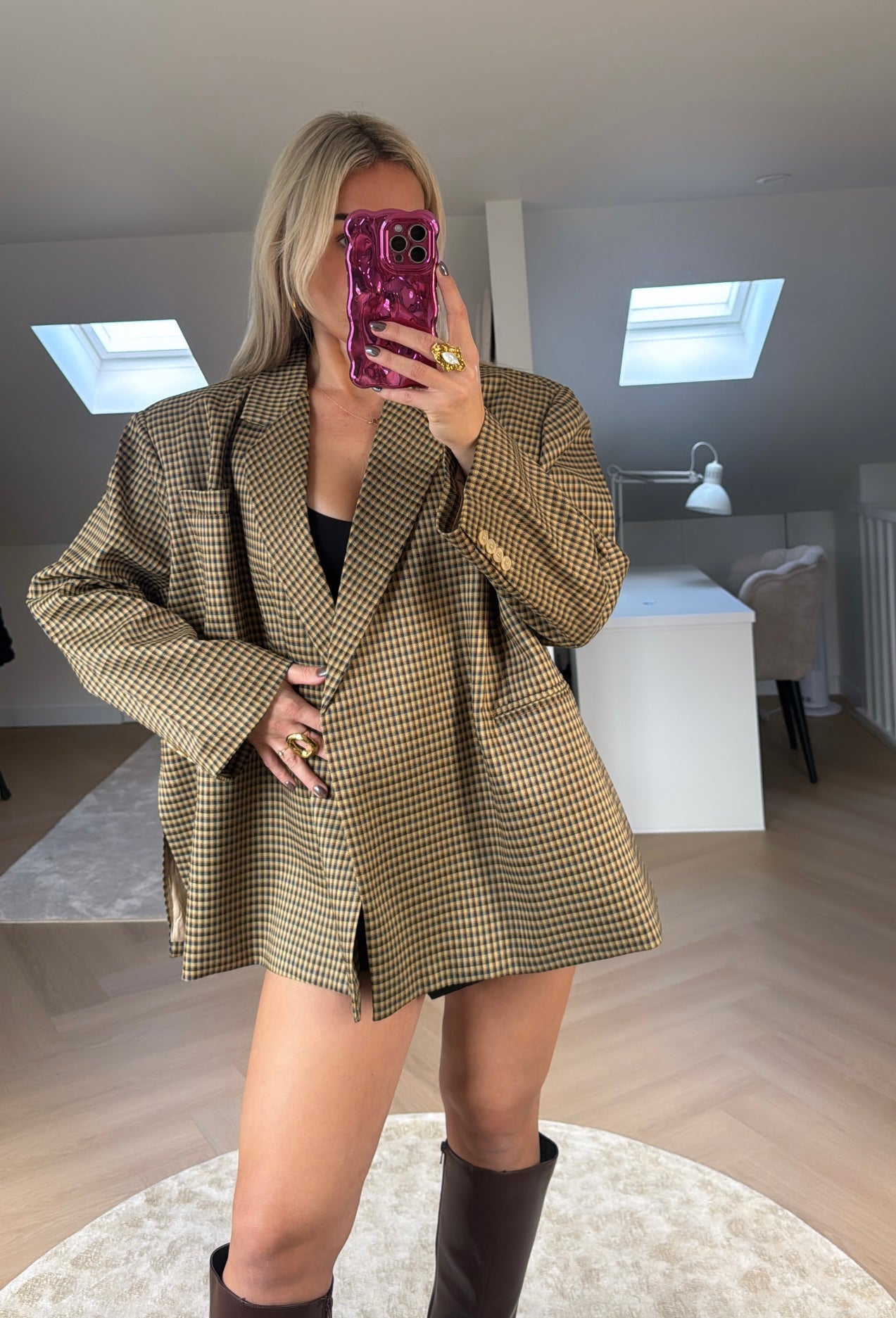 Geruite oversized blazer Ambika