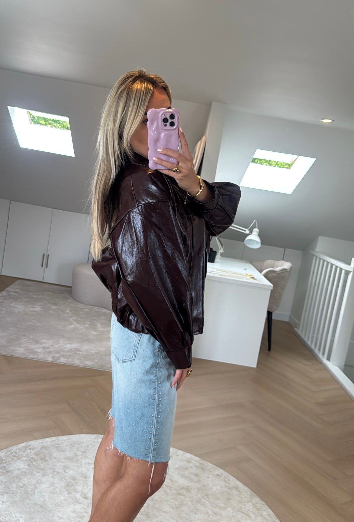 Oversized bomber jacket - Metallic Bordeaux