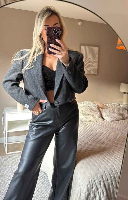 Cropped blazer - Tweed (grey)