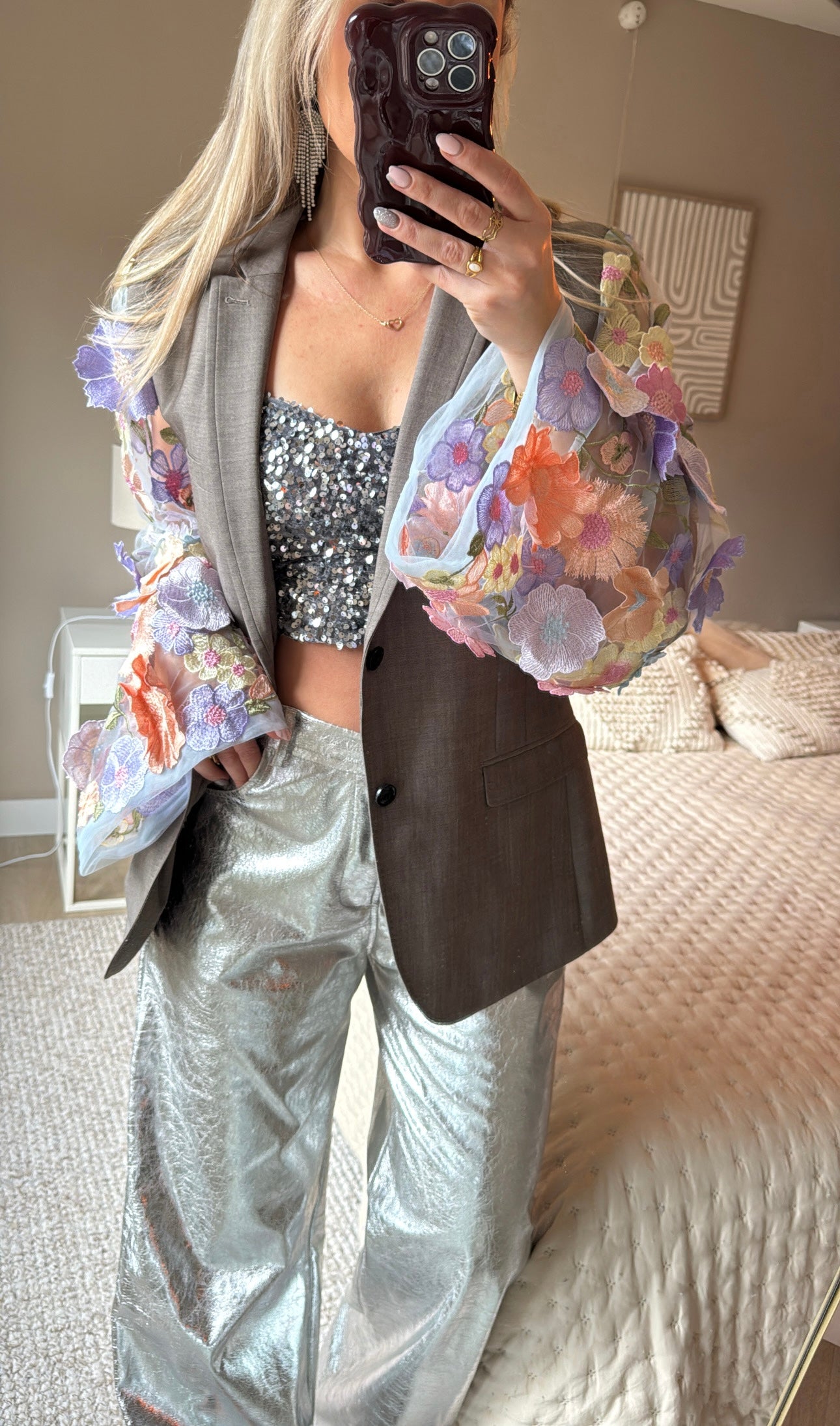 Light flower blazer - Taupe